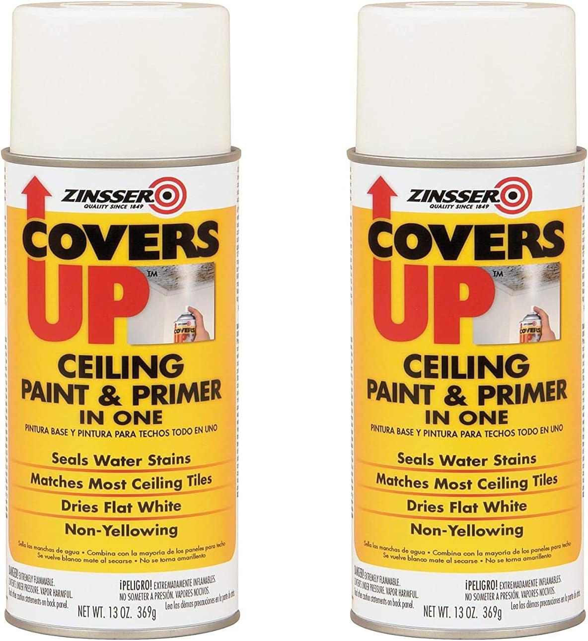 03688 Covers Up Stain Sealing Ceiling Paint, White (2 Count - 13 Oz, White)