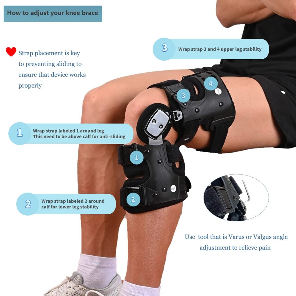 Komzer Oa Unloader Knee Brace, Osteoarthritis Of The Bone On Bone Knee Support, Rheumatoid Arthritis, Knee Joint Pain And Degeneration (Black, Right)