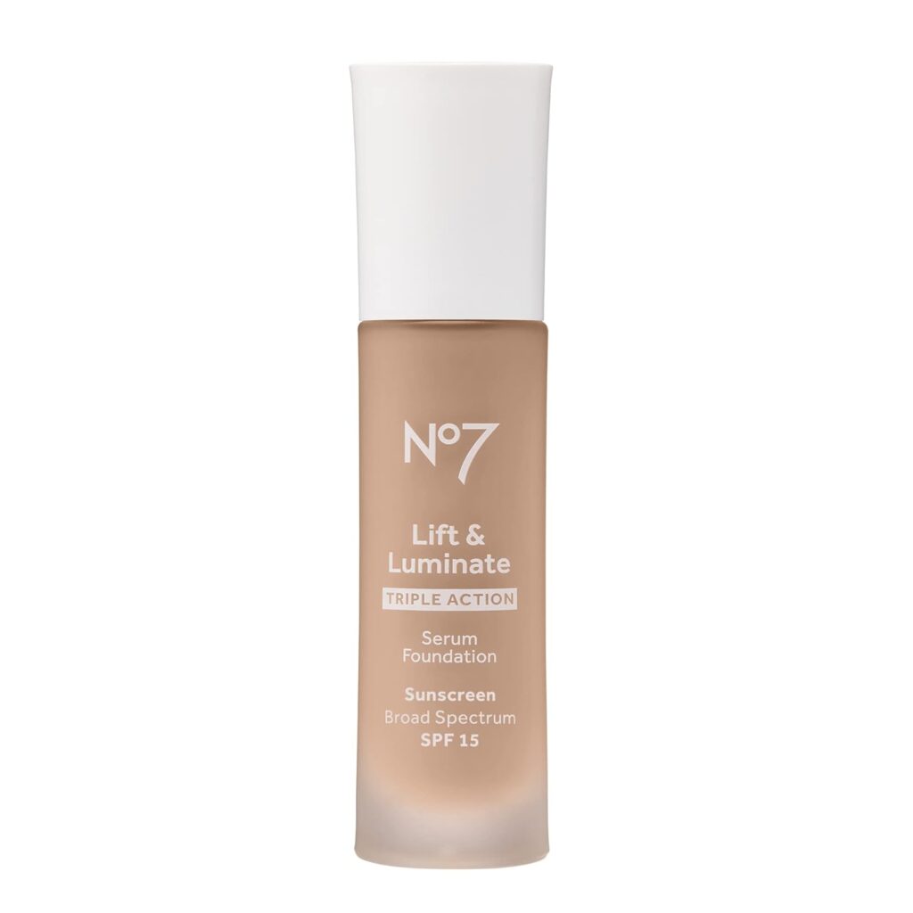 No7 Lift Luminate Triple Action Serum Foundation - Cool Vanilla - Liquid Makeup with SPF 15 for Dewy, Glowy Base - Radiant Foundation for Mature Skin (30ml)