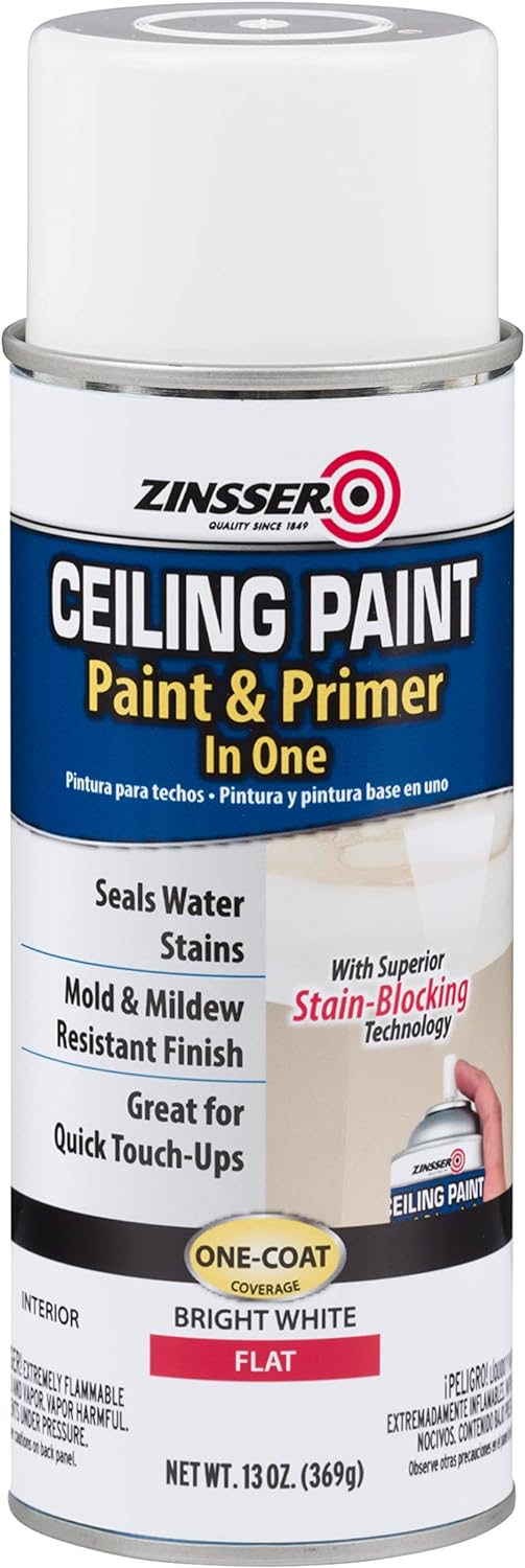 Zinsser Ceiling Acrylic Paint  Primer In One, 13 Oz, Flat White