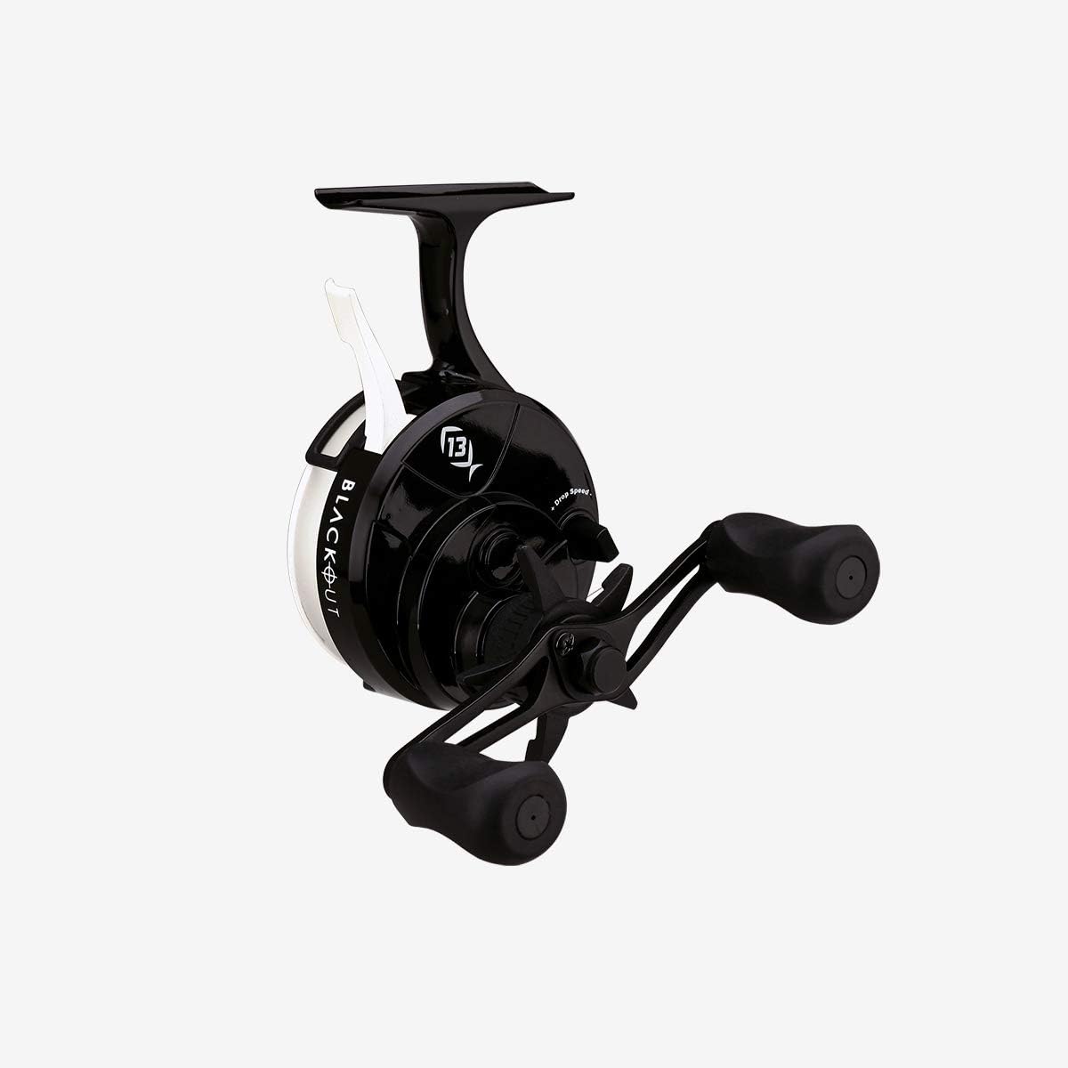 13 Fishing - Freefall Ghost Glow - Inline Ice Fishing Reel - 2.5:1 Gear Ratio - Left Hand Retrieve - Bbffgwbog2.5-Lh