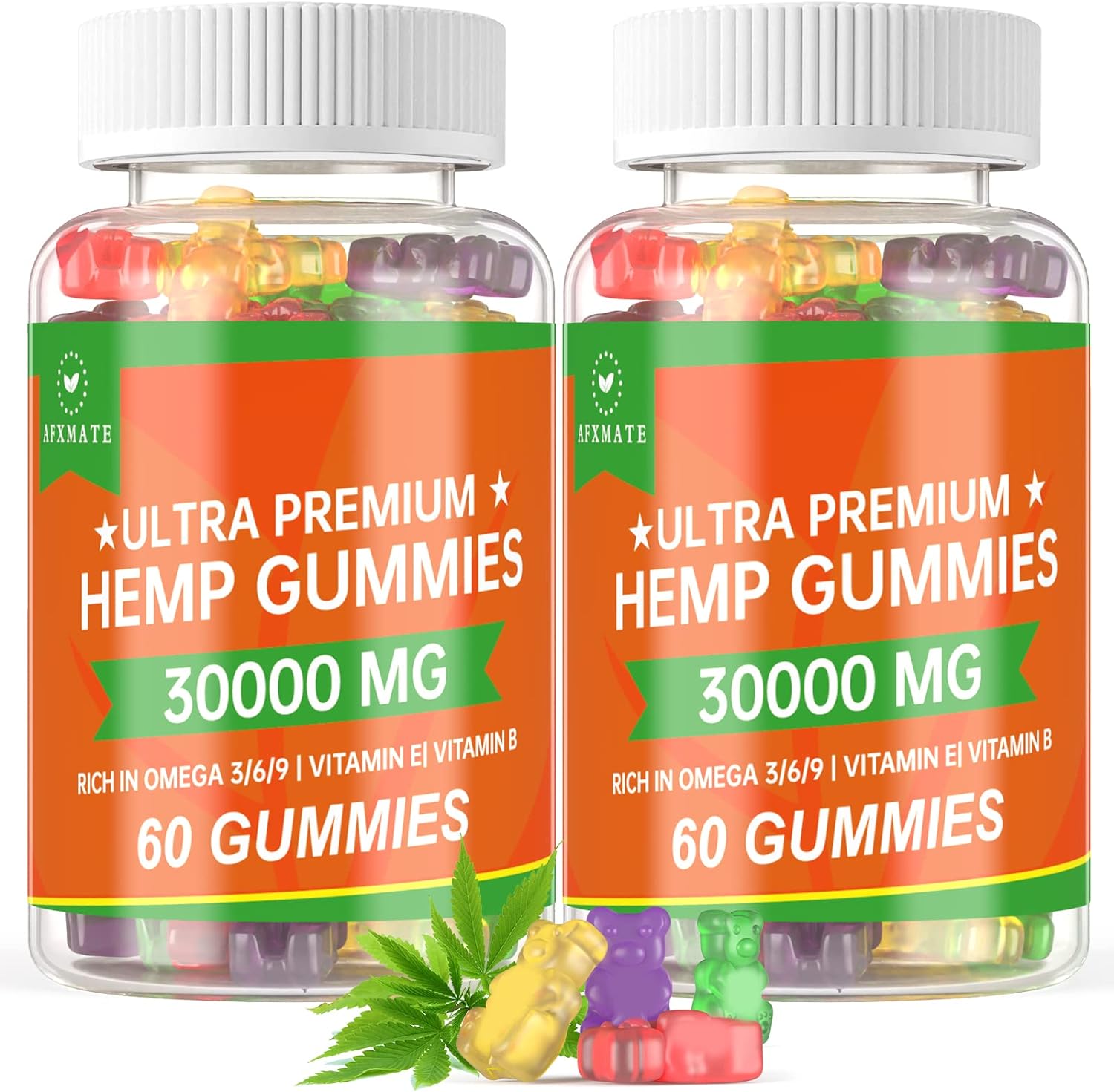 (2 Pack) Hemp Gummies, Fruity Edibles Gummy Advanced 100% Natural High Potency Hemp Oil Infused Gummies - 120 Gummies