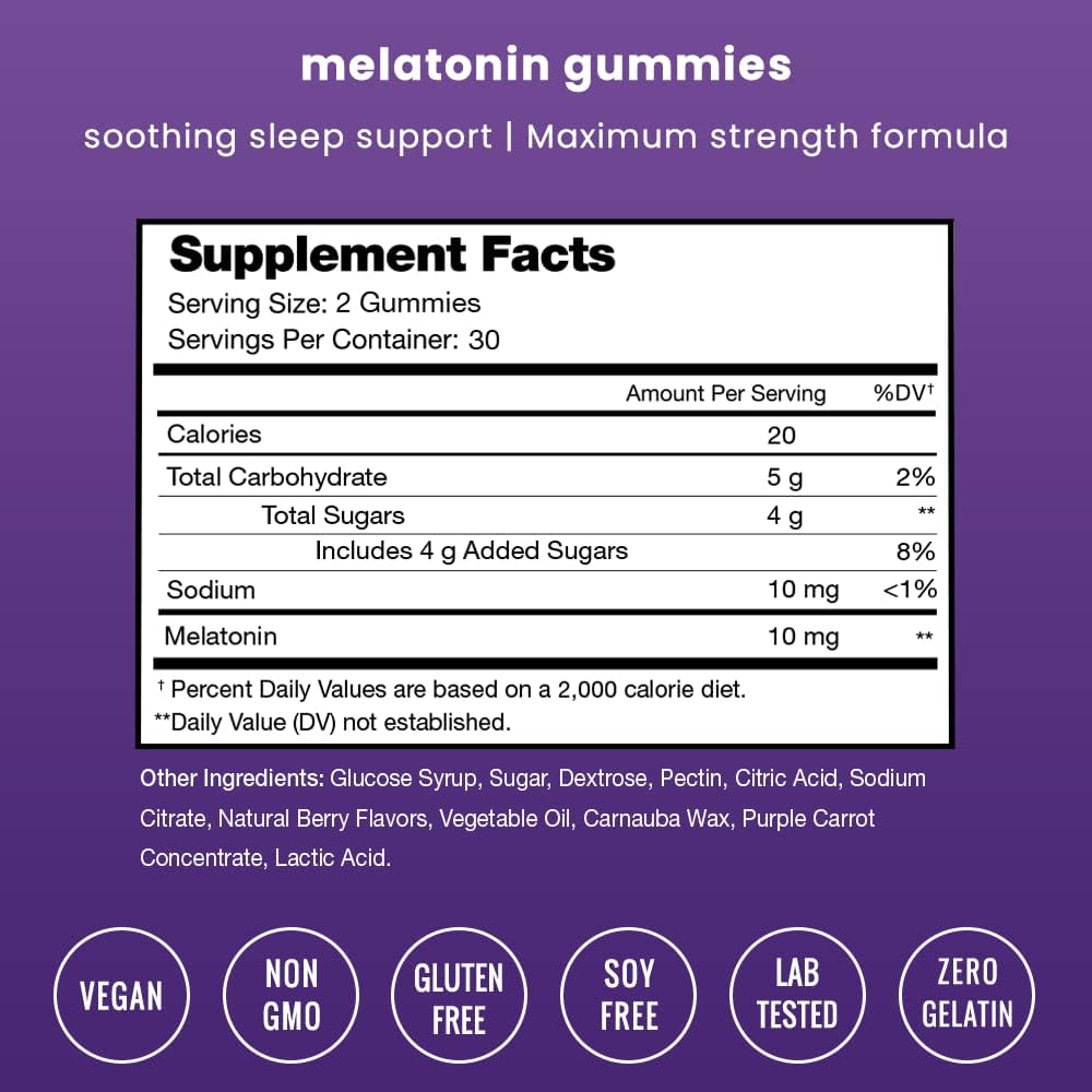 (2-Pack) Melatonin Gummies For Adults | Extra Strength Sleep Aid Vitamins | 5Mg Or 10Mg Dose | Vegan Natural Strawberry Flavor Supplement For Better Sleep | Healthy Sleep Cycles | 120 Gummies