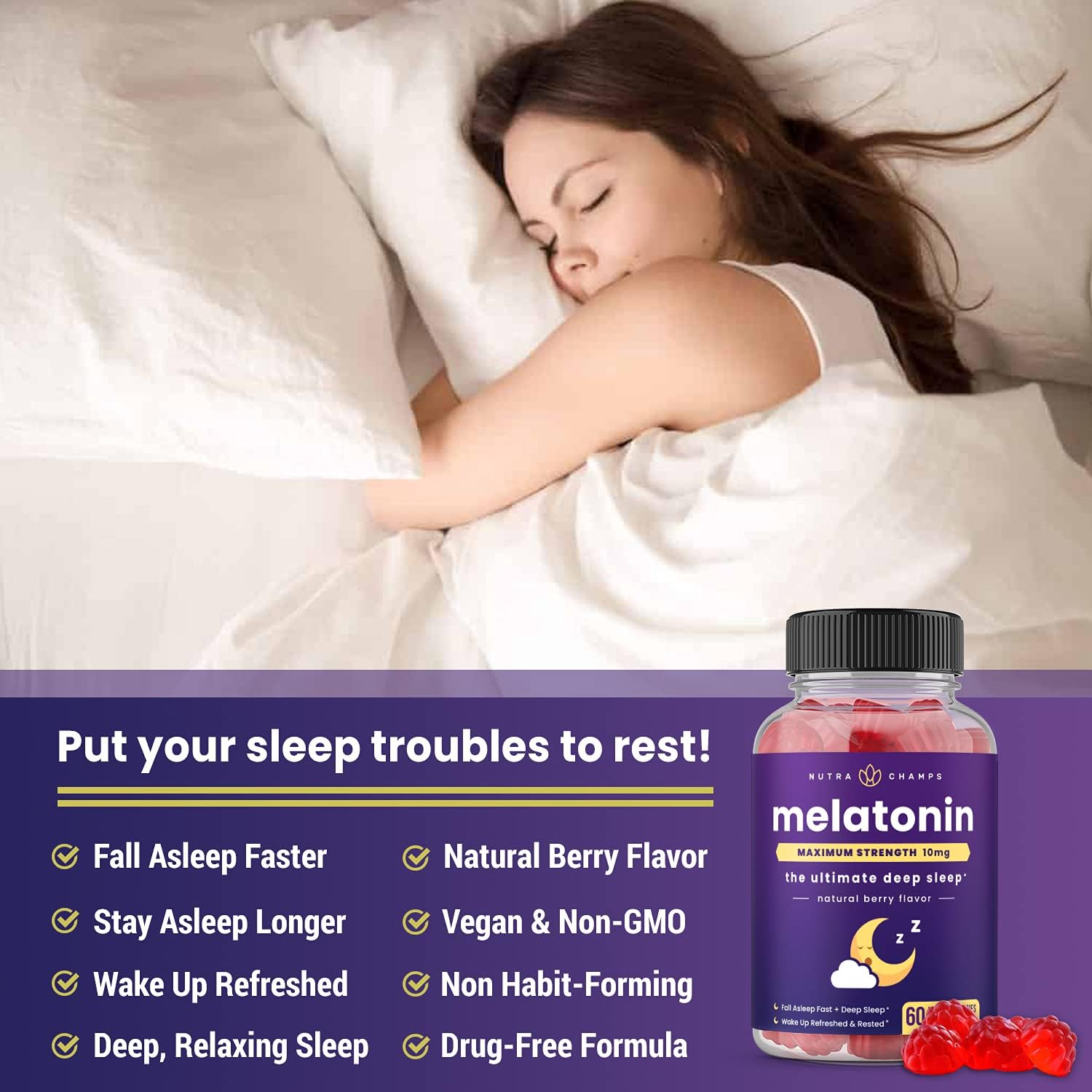 (2-Pack) Melatonin Gummies For Adults | Extra Strength Sleep Aid Vitamins | 5Mg Or 10Mg Dose | Vegan Natural Strawberry Flavor Supplement For Better Sleep | Healthy Sleep Cycles | 120 Gummies