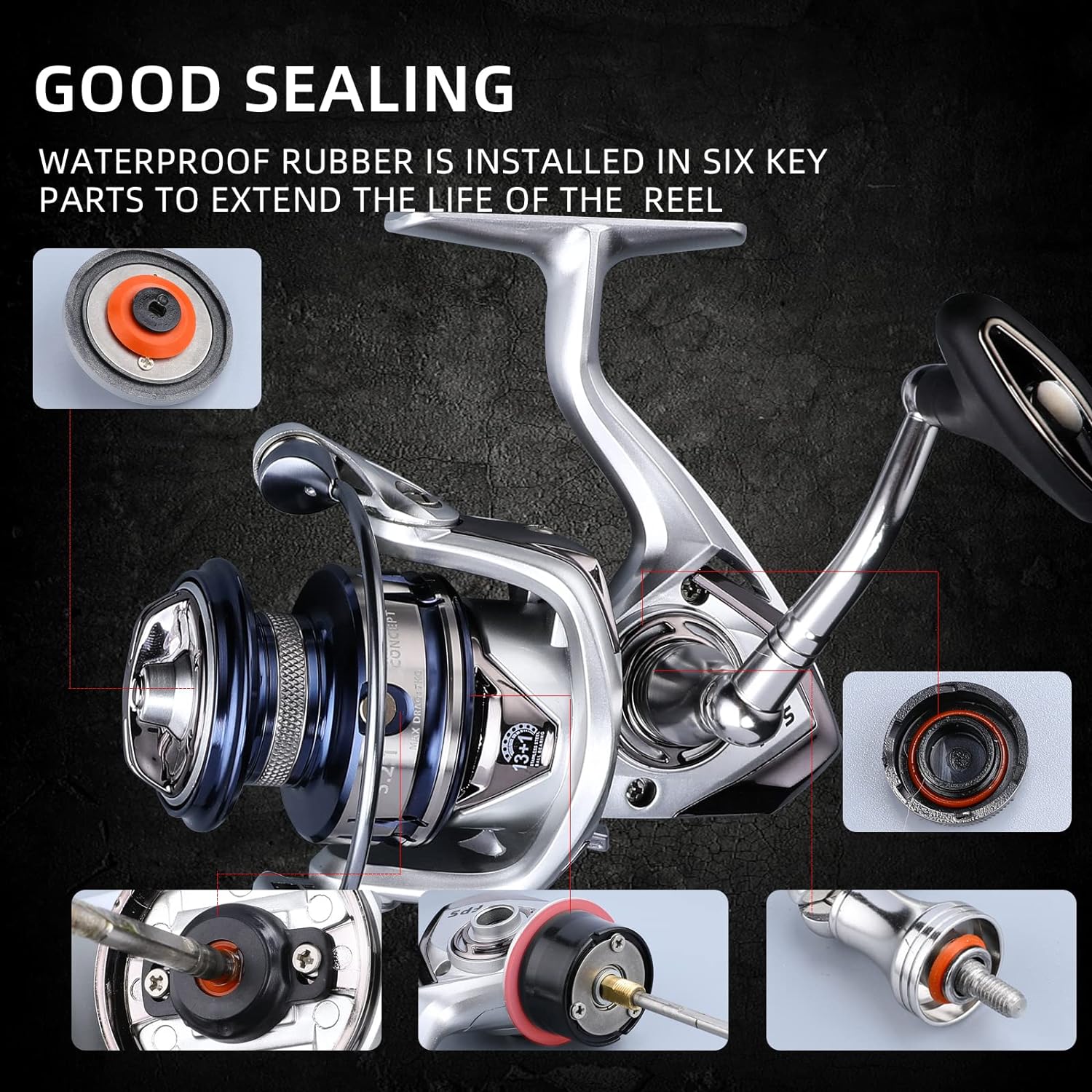 Accuretta Spinning Fishing Reel, 13+1Bb Saltwater Spinning Reel, Ultra Smooth Powerful Saltwater Fishing Reels, 5.2:1/4.7:1 Gear Ratio Waterproof And Rustproof Large Db Fishing Reels Spinning