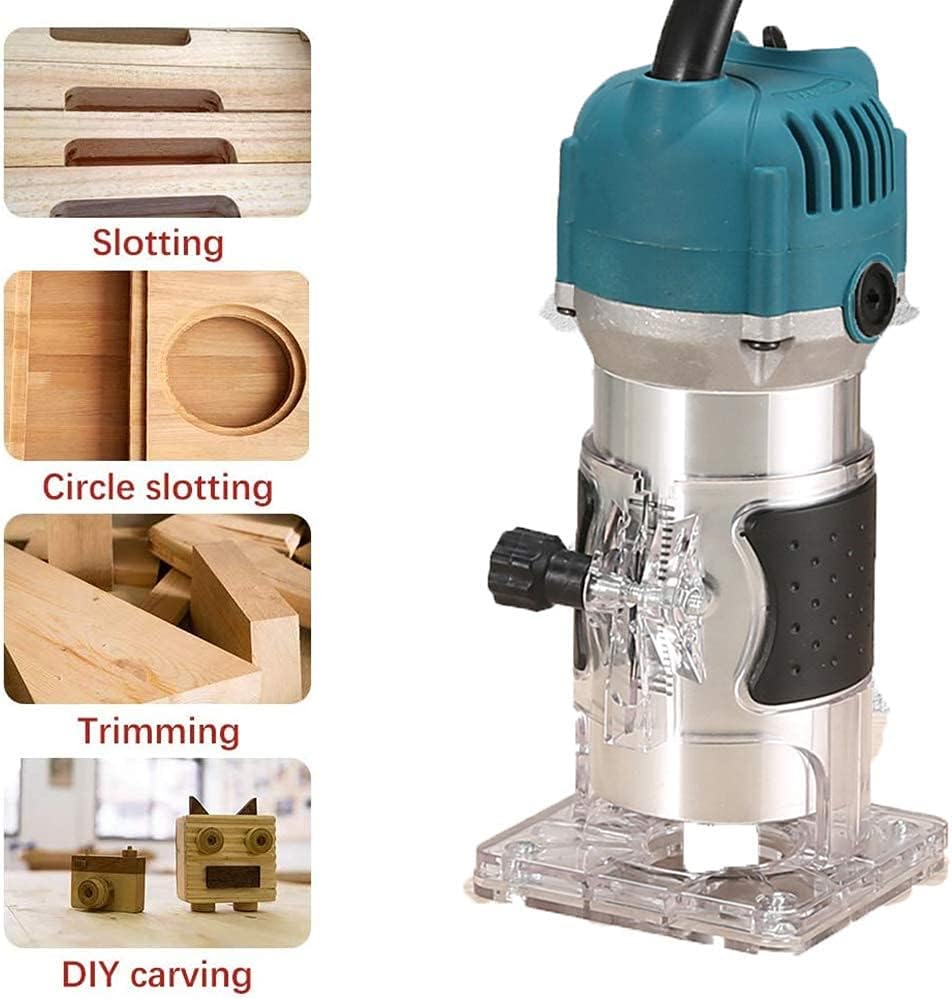 Akypach Wood Router,Router Tool Wood Trimmer Router Electric Hand Trimmer Laminate Milling Engraving Hand Machine Joiner Tool Electric For Slotting Trimming Carving 110V 800W 30000R/Min