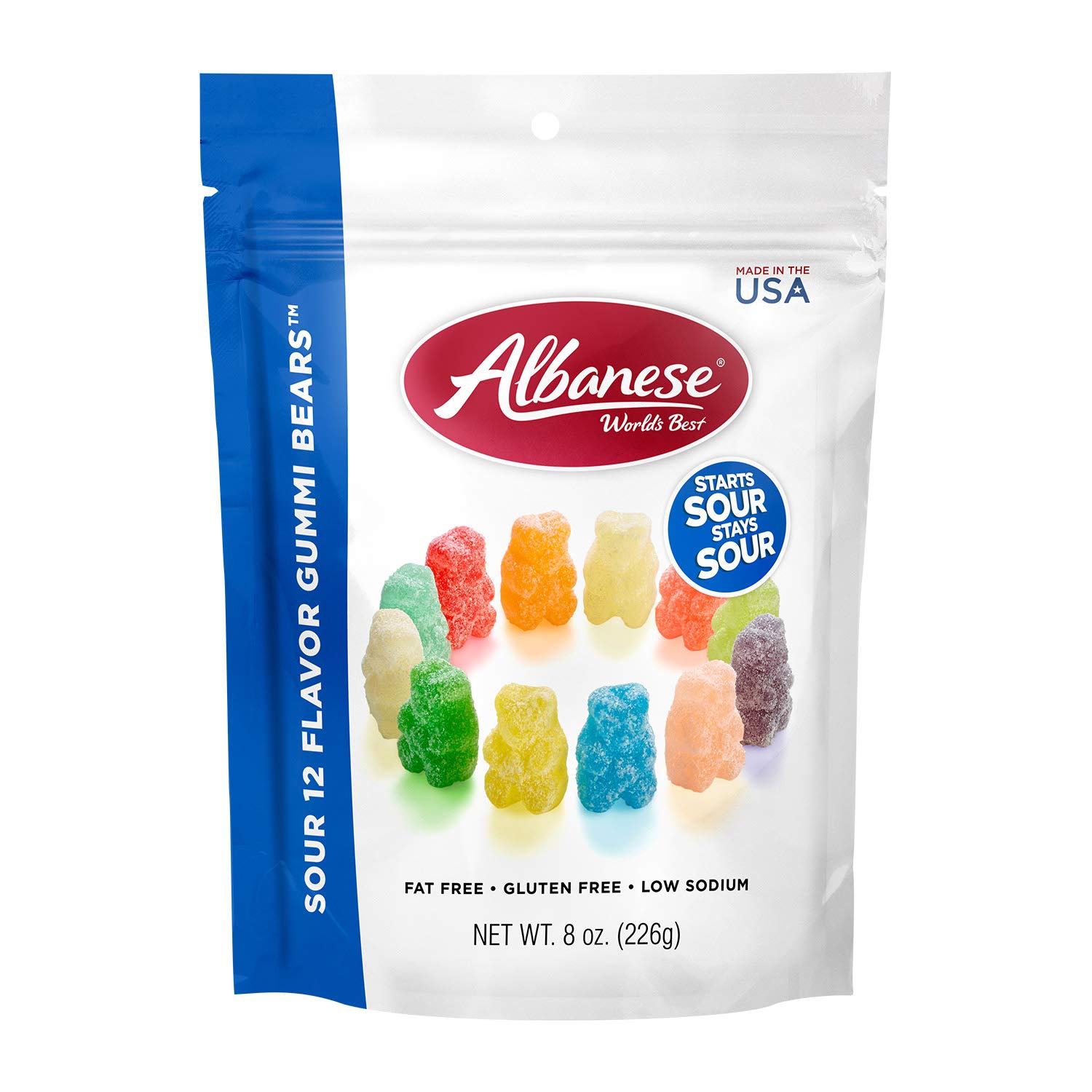 Albanese 12 Sour Flavors Gummy Bears 7 Oz.12