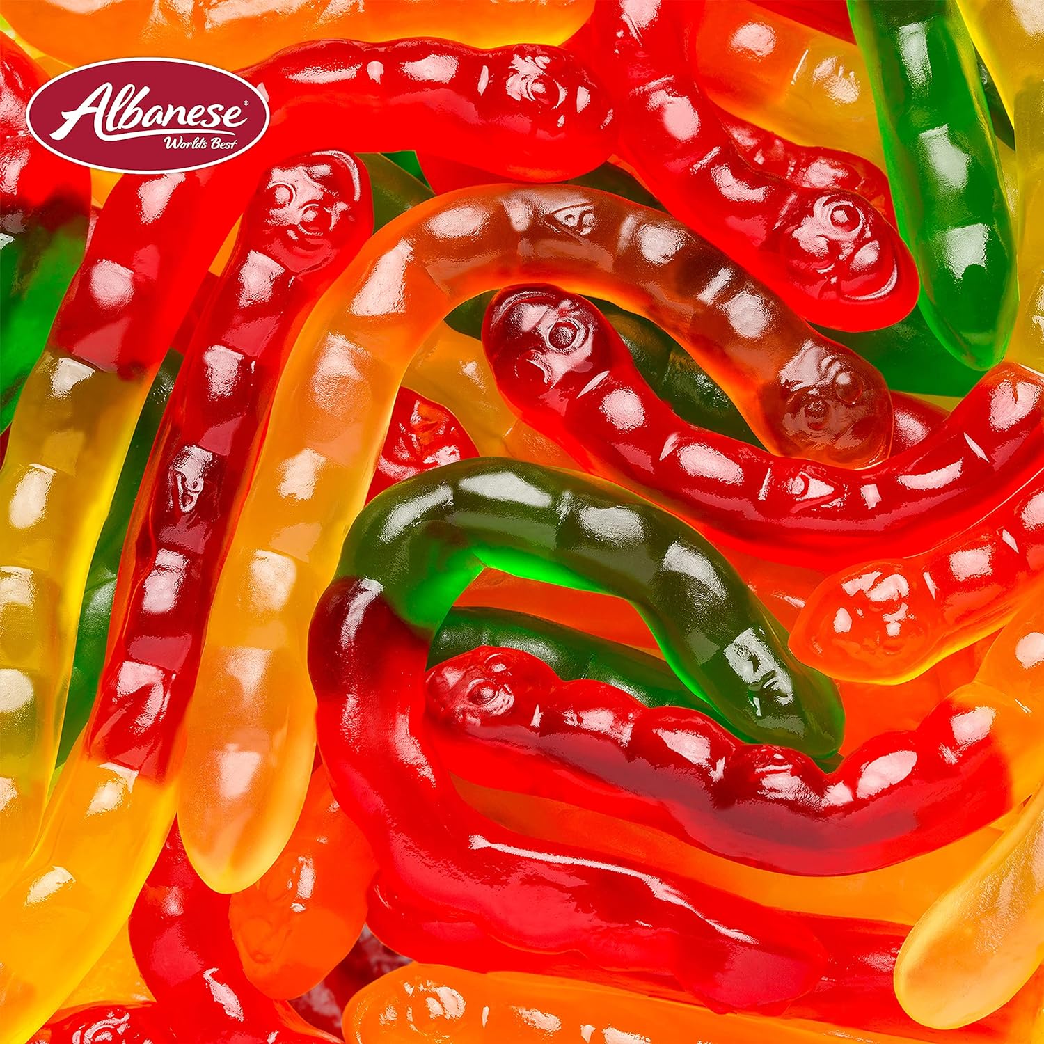 Albanese Worlds Best Large Assorted Fruit Gummi Worms, Valentines Day Candy, 5Lb Bag