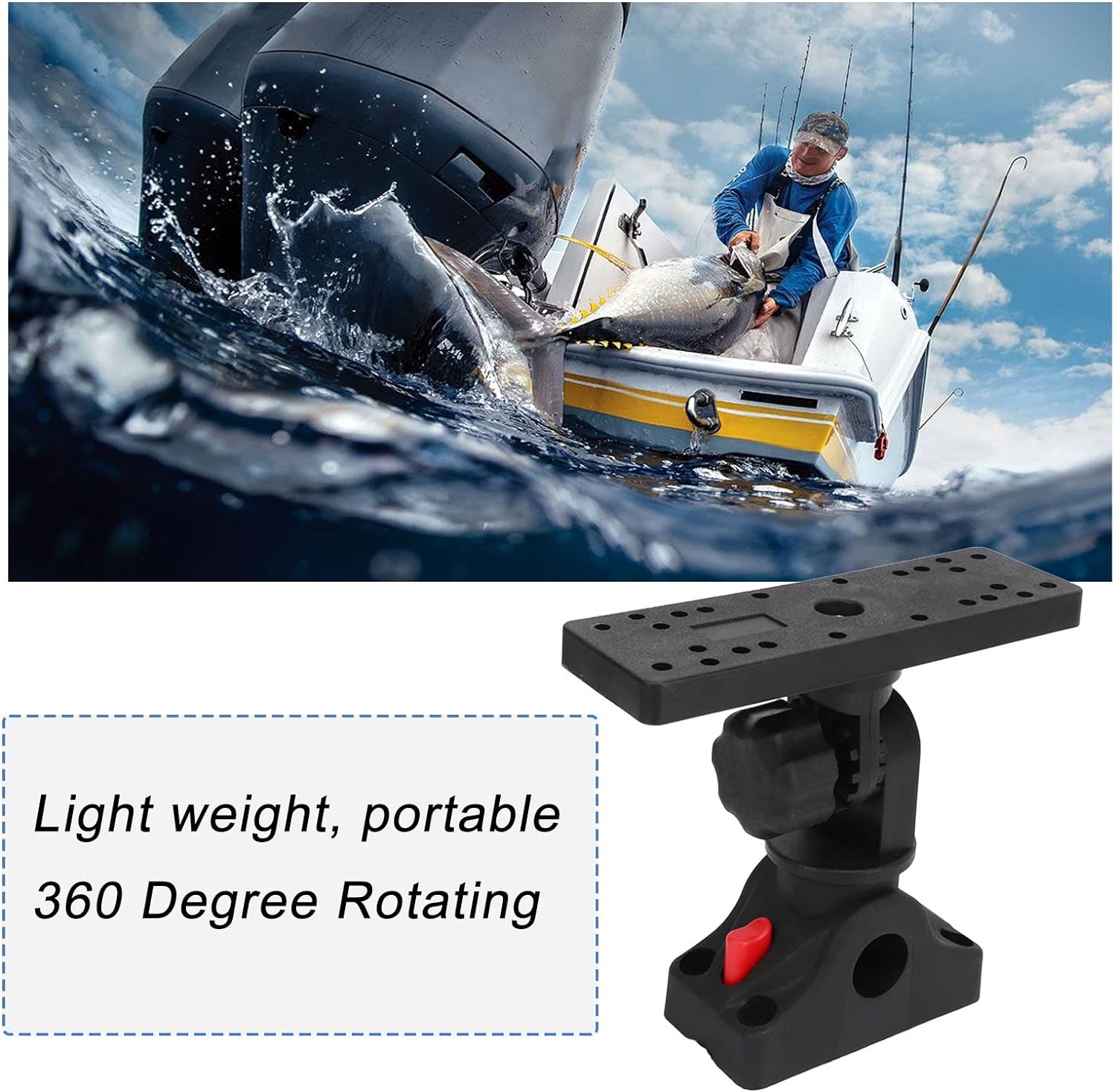 Aramox Fish Finder Holder Base, Fish Finder Mount Base 360 Degree Rotating Removable Universal Boat Fish Finder Electronics Mount Stable Durable