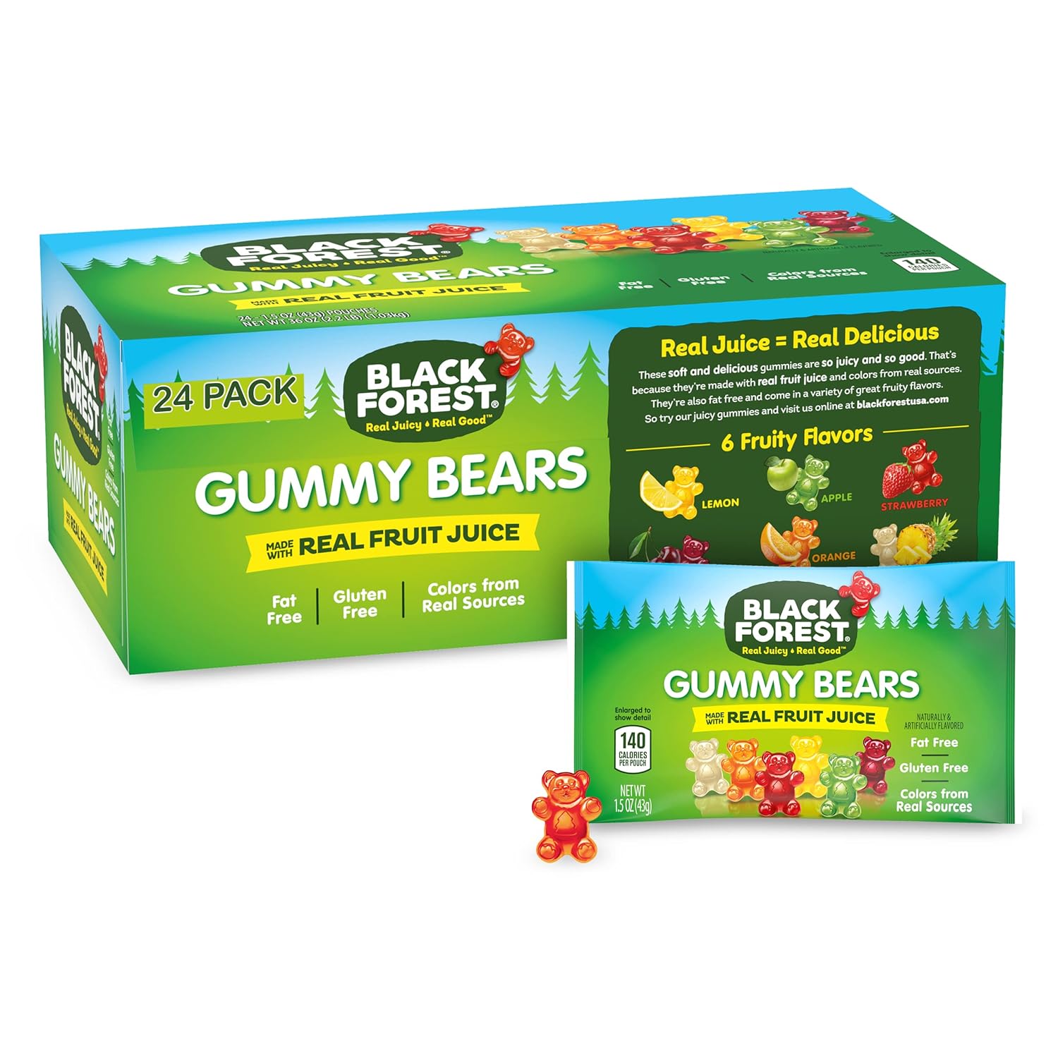 Black Forest Gummy Bears Candy, 1.5 Ounce Treat-Size Pack (Pack Of 24)