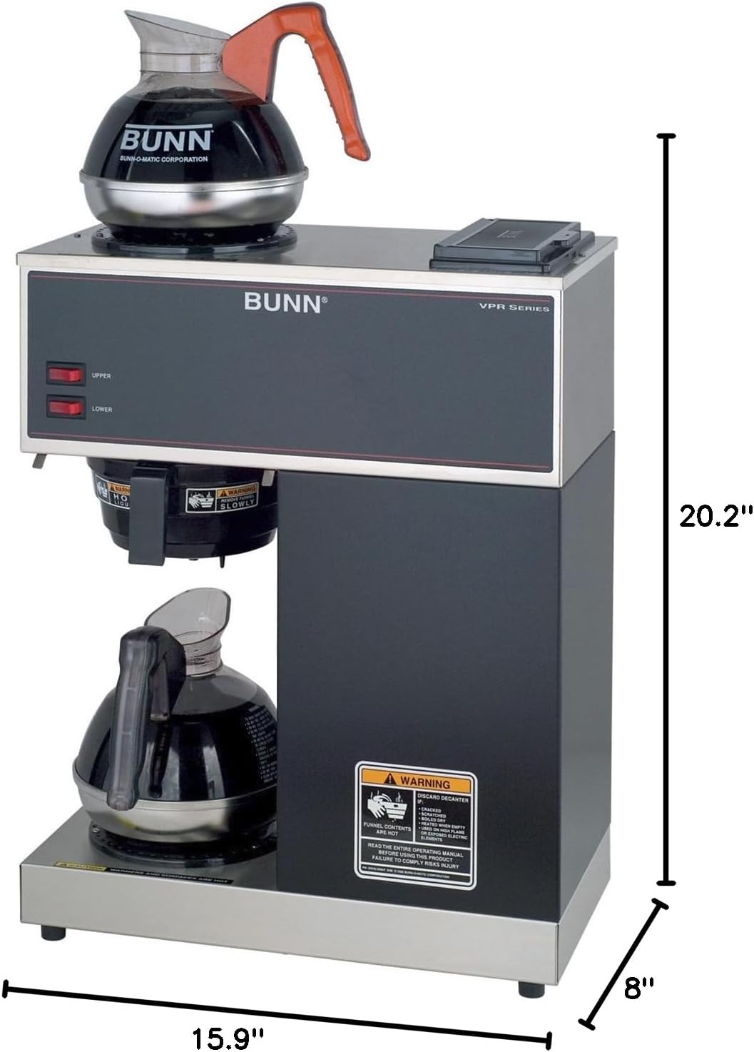 Bunn - 33200.0002 Vpr-2Ep 12-Cup Pourover Commercial Coffee Brewer Plus 2 Easy Pour Commercial Decanters