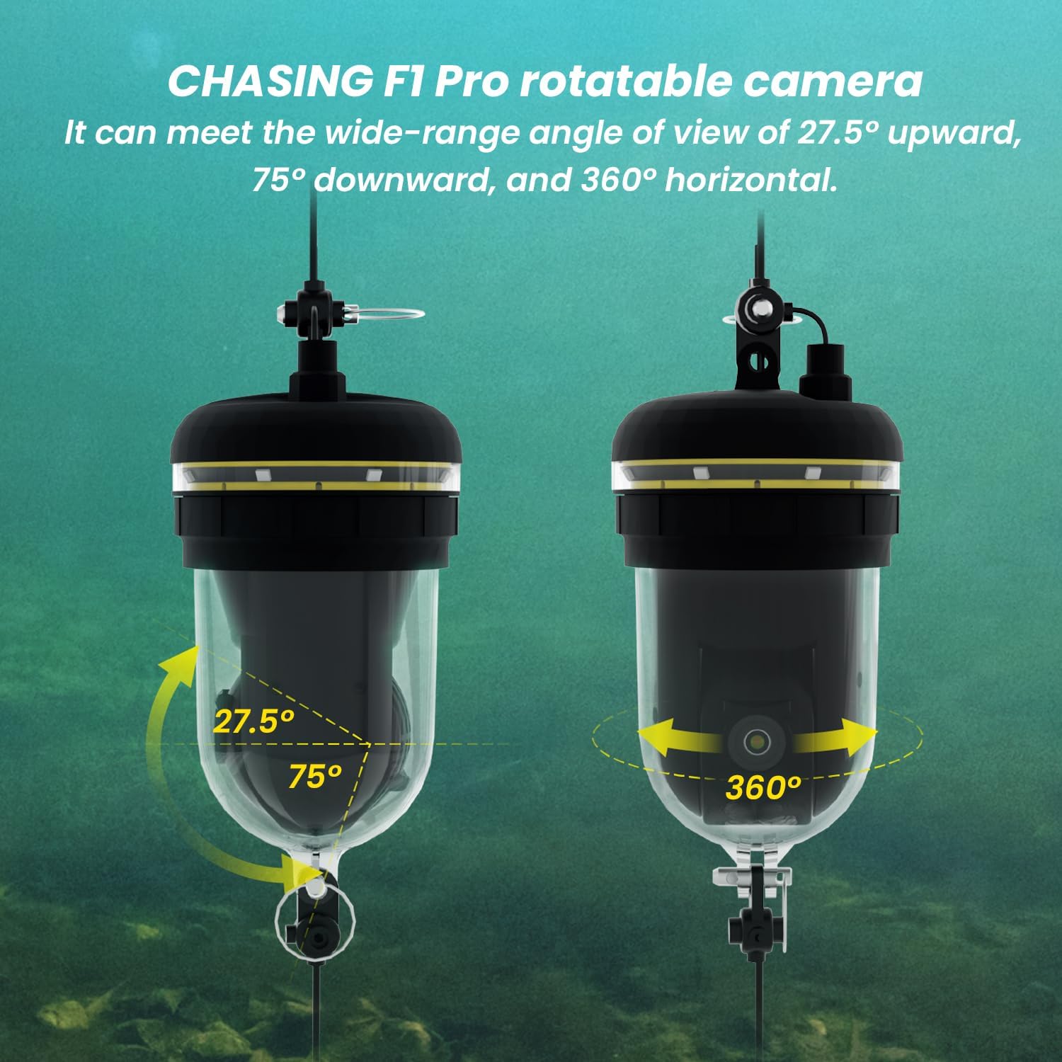 Chasing F1 Pro Underwater Fishing Camera| Full Hd Rotatable Lens|Wireless Control Of Camera Lifting| Ice Fishing Gear | Underwater Camera | Fish Finder | Fishing Gear And Equipment