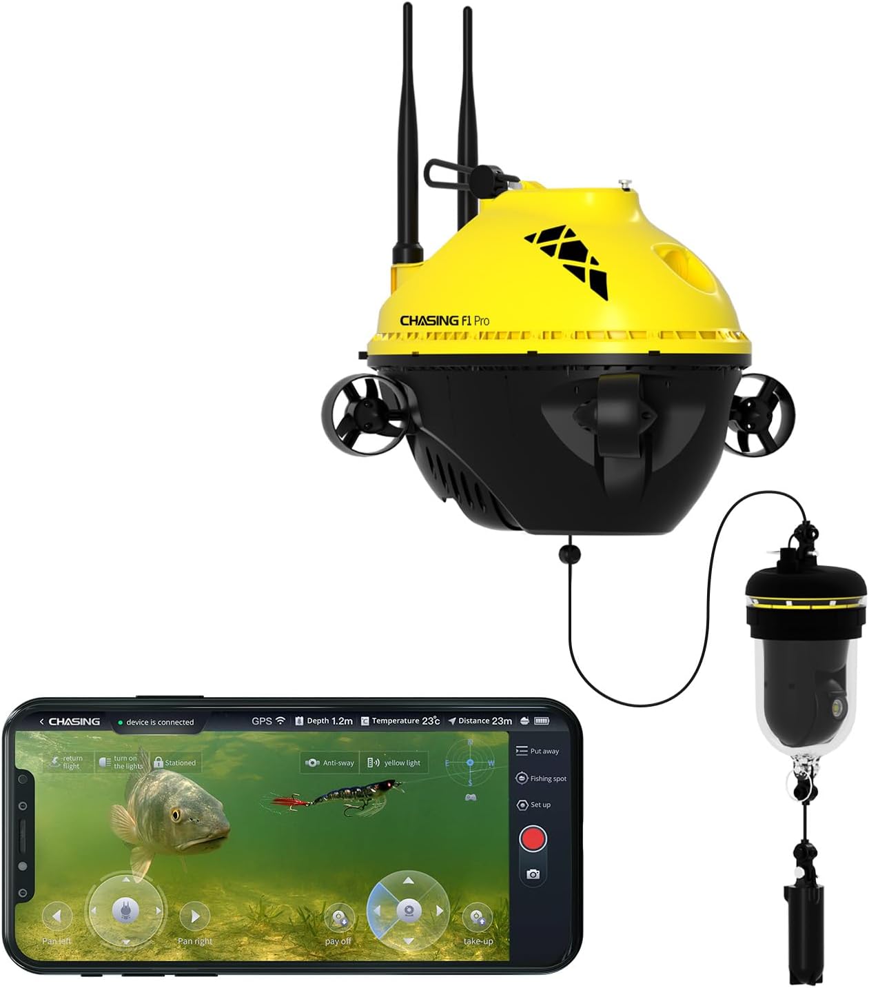 Chasing F1 Pro Underwater Fishing Camera| Full Hd Rotatable Lens|Wireless Control Of Camera Lifting| Ice Fishing Gear | Underwater Camera | Fish Finder | Fishing Gear And Equipment