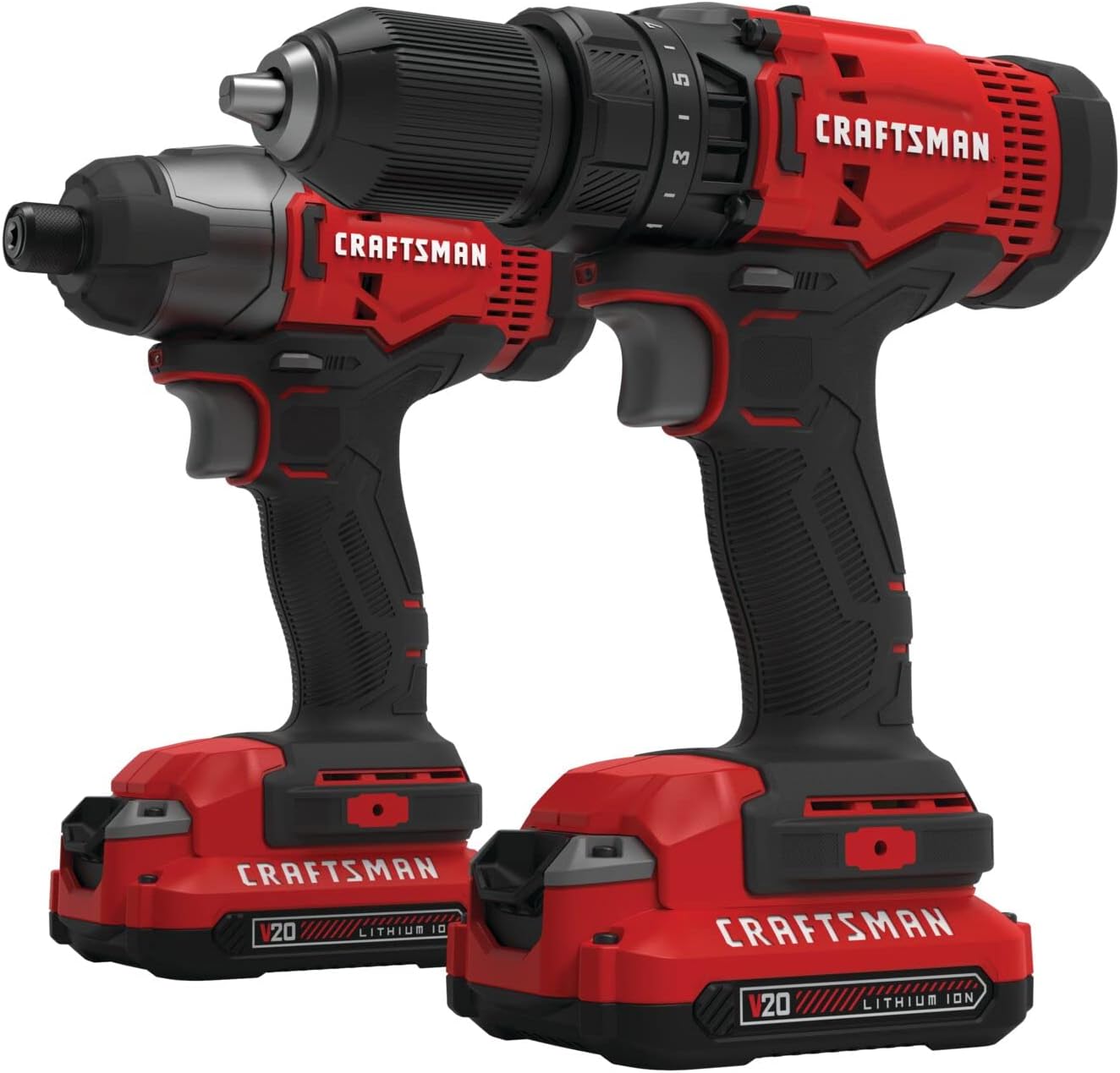 Craftsman V20 Max Cordless Drill And Impact Driver, Power Tool Combo Kit With 2 Batteries And Charger (Cmck200C2Am)