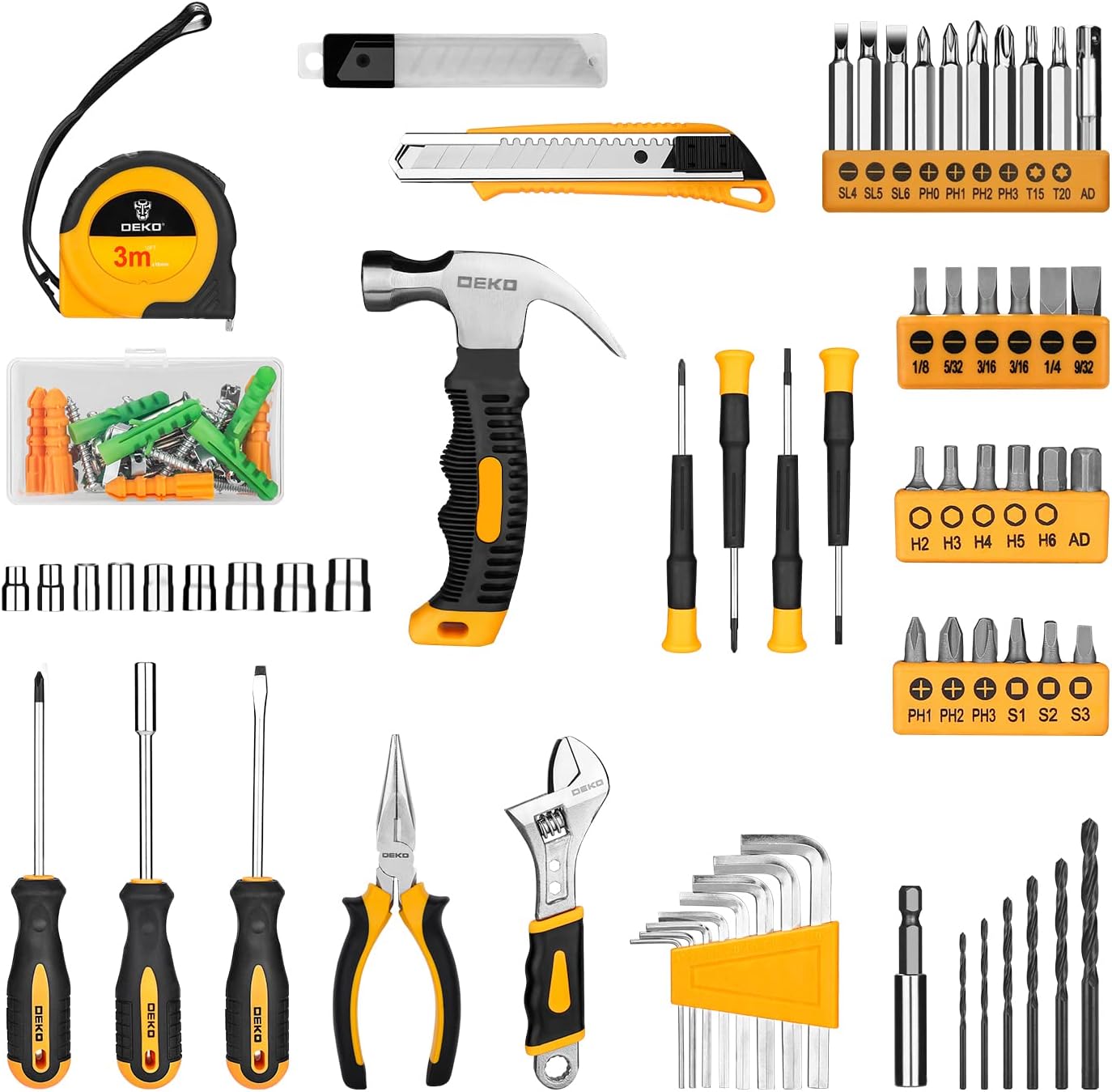 Dekopro 126 Piece Power Tool Combo Kits With 8V Cordless Drill, 10Mm 3/8 Keyless Chuck, Professional Household Home Diy Hand Tool Kits For Garden Office House Repair