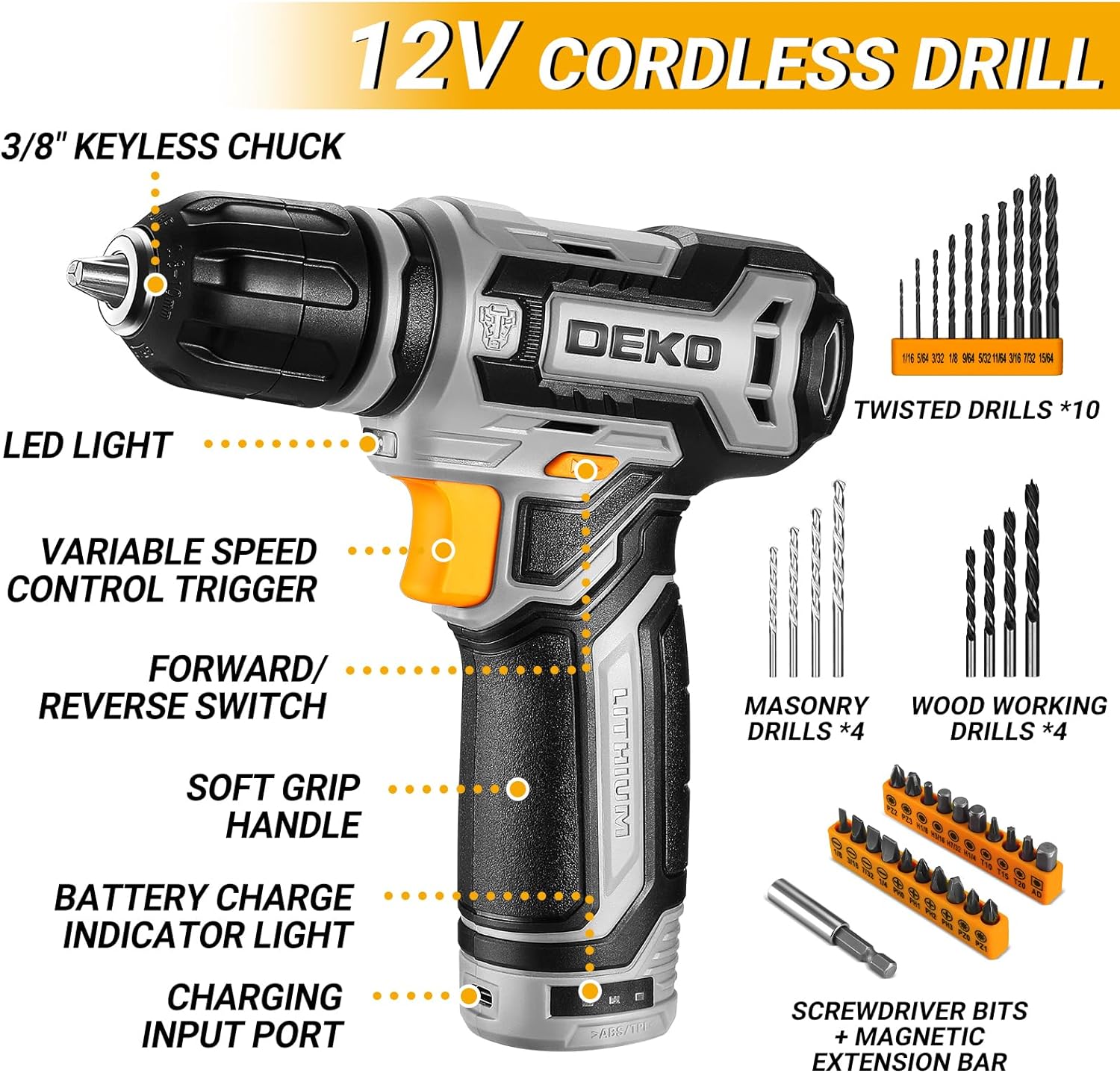 Dekopro Drill Set: Tool Set With 8V Pink Cordless Drill, Home Tool Kit With Drill, Hand Tool Kits For Women 126 Piece