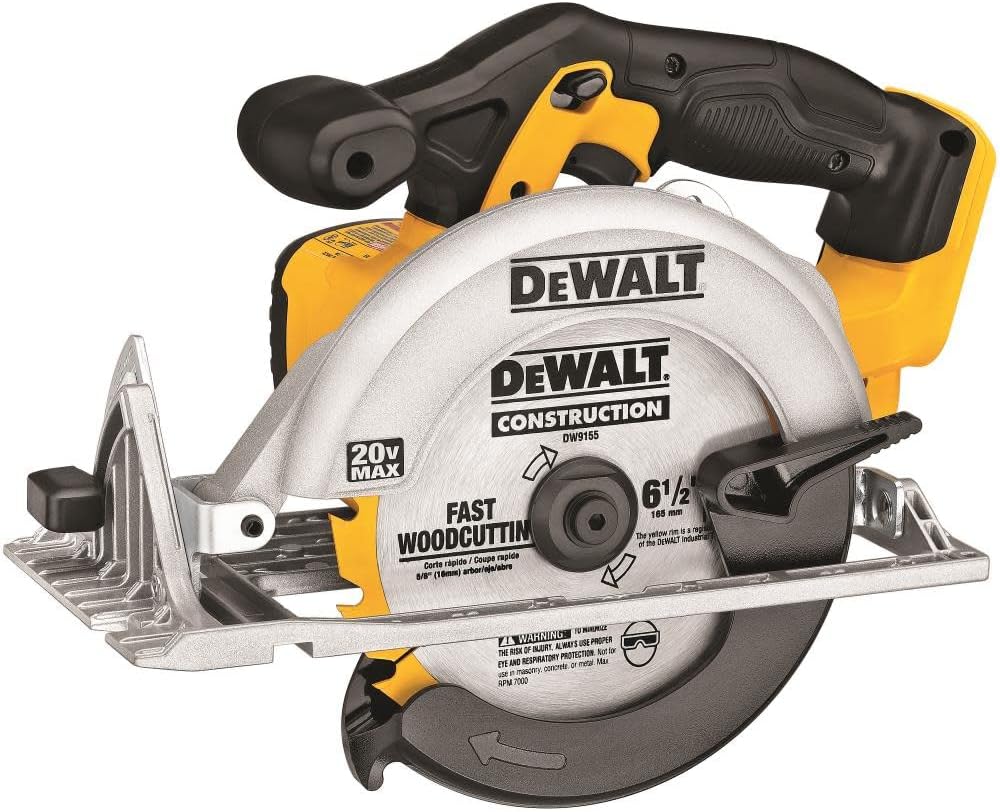 Dewalt 20V Max Circular Saw, 6-1/2-Inch Blade, 460 Mwo Engine, 0-50 Degree Bevel Capability, Bare Tool Only (Dcs391B)