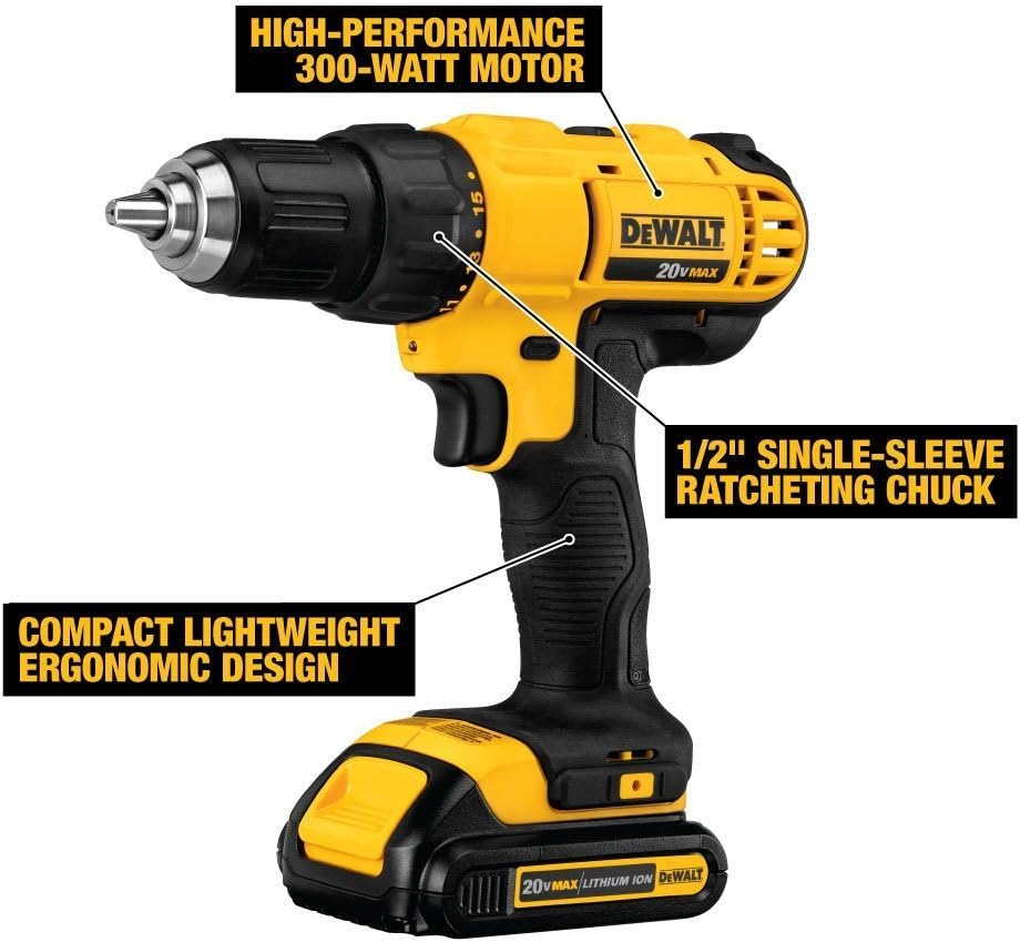 Dewalt 20V Max Cordless Drill And Impact Driver, Power Tool Combo Kit With 2 Batteries And Charger, Yellow/Black (Dck240C2)