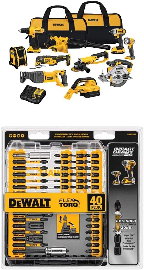 Dewalt 20V Max Power Tool Combo Kit, 10-Tool Cordless Power Tool Set With 2 Batteries And Charger (Dck1020D2)