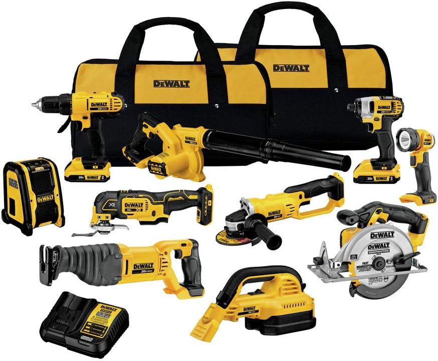 Dewalt 20V Max Power Tool Combo Kit, 10-Tool Cordless Power Tool Set With 2 Batteries And Charger (Dck1020D2)