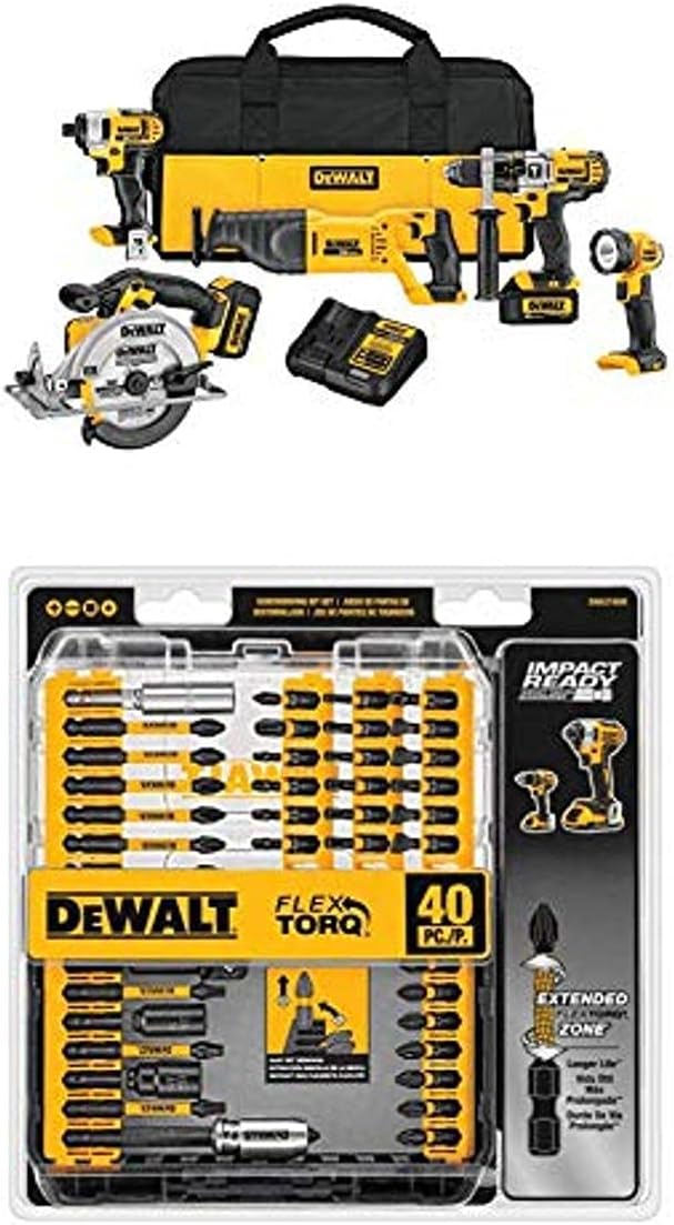 Dewalt 20V Max Power Tool Combo Kit, Cordless Power Tool Set, 5-Tool (Dck590L2),Yellow