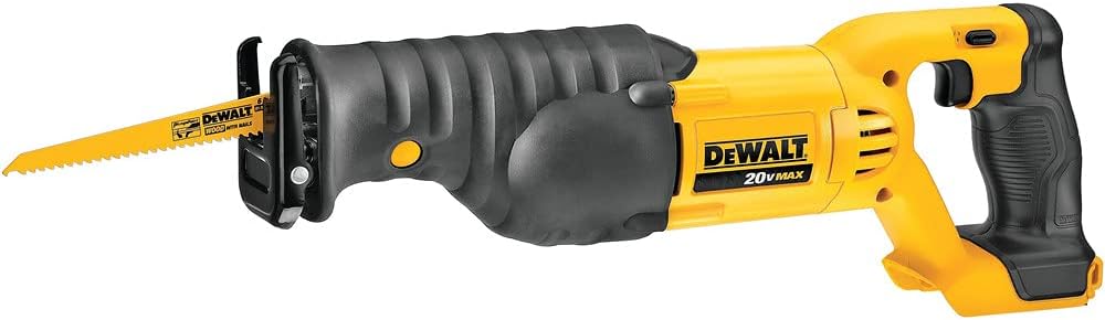 Dewalt 20V Max Reciprocating Saw, 3,000 Strokes Per Minute, Variable Speed Trigger, Bare Tool Only (Dcs380B), Black/Clear