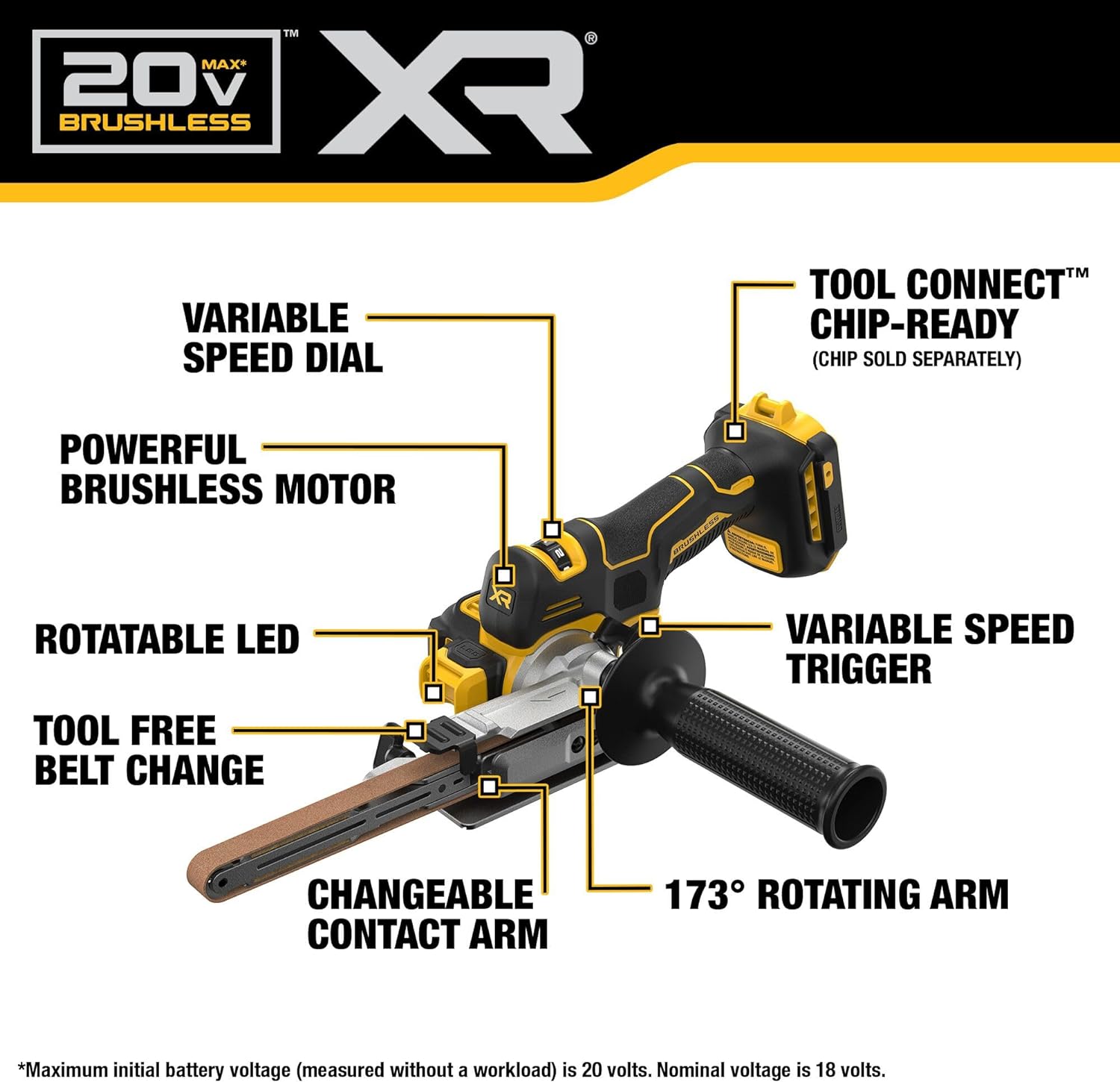 Dewalt 20V Max Xtreme Cordless Bandfile Power Tool Belt Sander, Bare Tool Only (Dcm200B)
