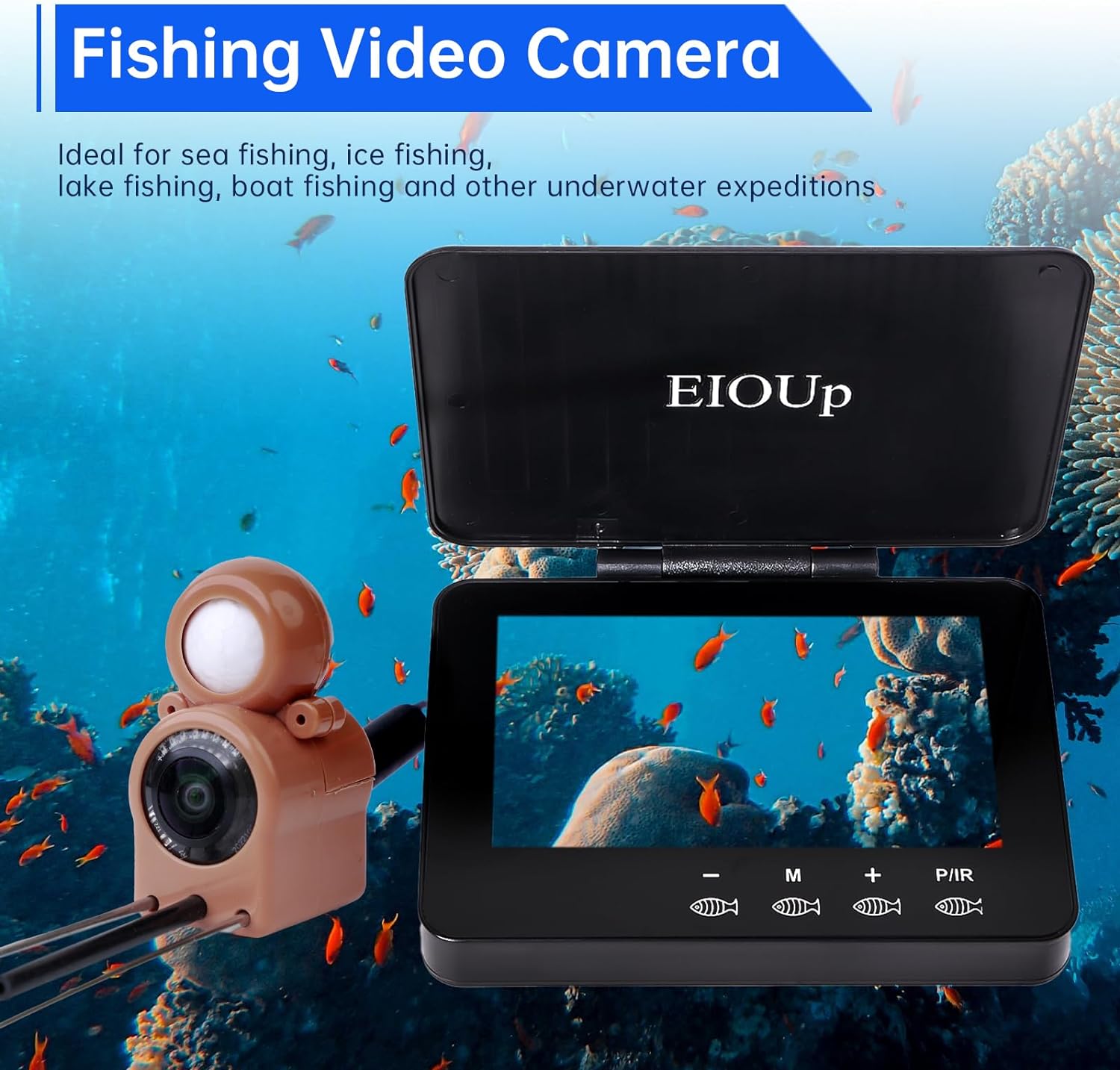 Eioup Underwater Camera Viewing System – Advanced Under Water Fish Camera With Hd Large Touchscreen Display – Temperature Sensing And Depth Of Water Sensing Camera – Kayak Fishing-Ice Fishing Gear