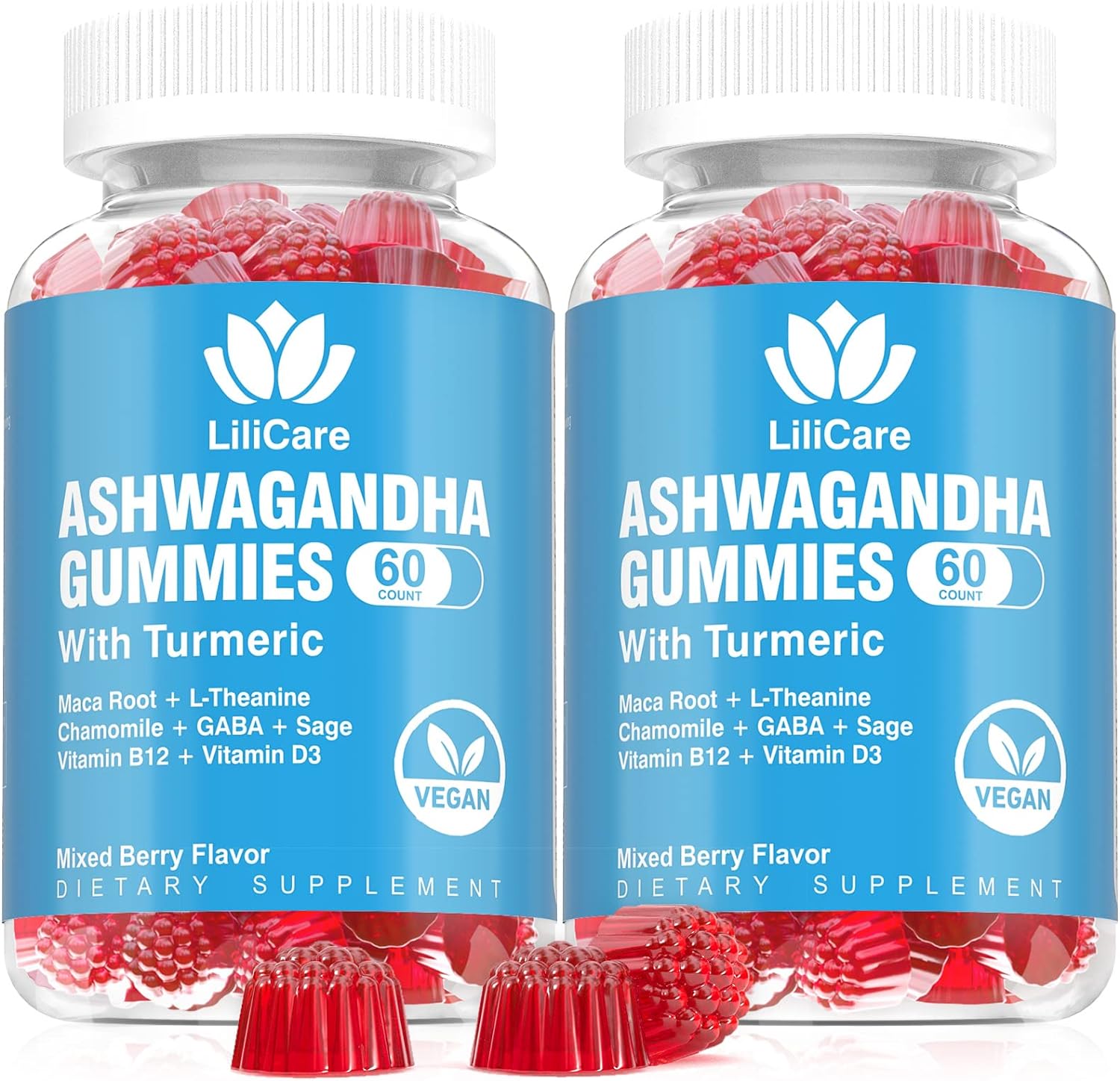 Envydeal 2 Pack Ashwagandha Gummies For Immune Support, 2000Mg Organic Ashwa Root Extract Supplement For Women  Men - 120 Count