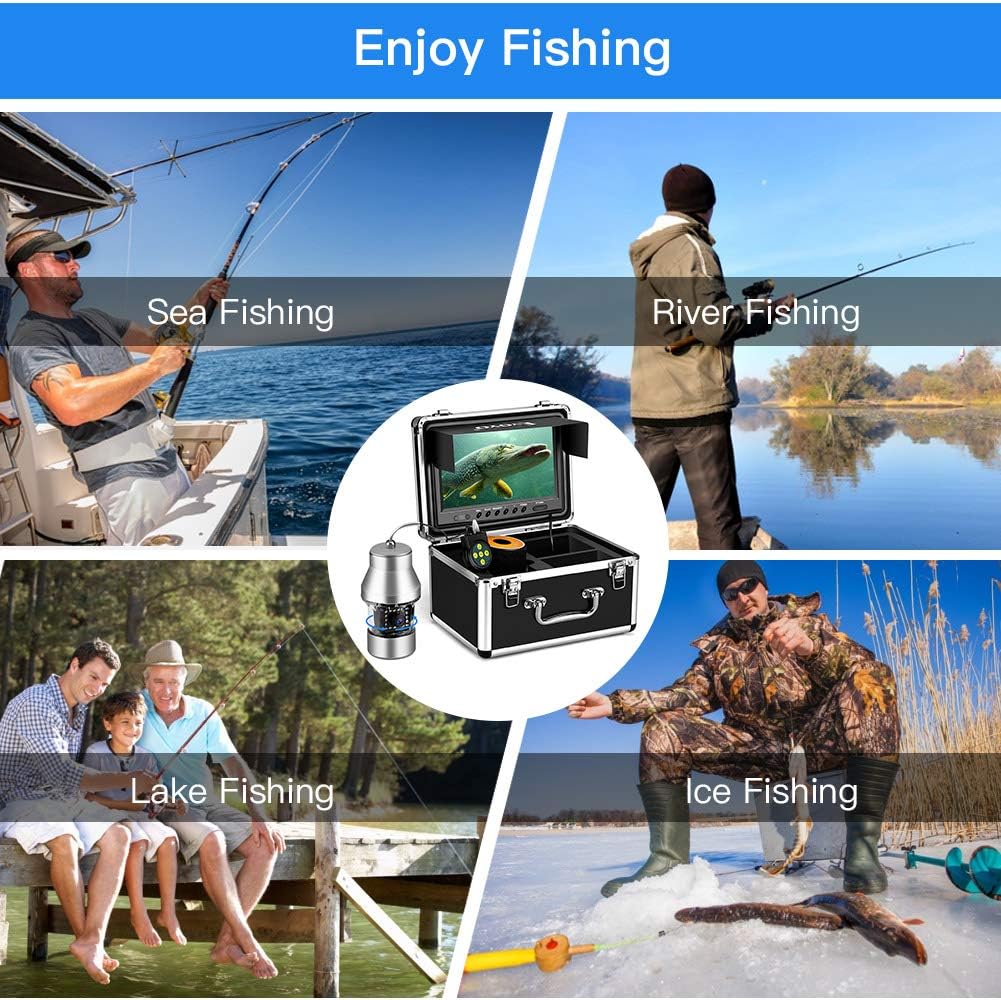 Eyoyo Underwater Fishing Camera Video Fish Finder Dvr Function 9 Inch Large Color Screen 360° Horizontal Panning Camera 1000Tvl W/ 18 Infrared Ir Lights 30M Cable For Lake Sea Boat Ice Fishing