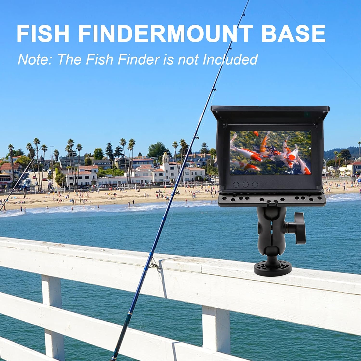 Fish Finder Mount Base, Fish Finder Mount Bracket, Fish Finder Mounting Plate,Medium Arm Marine Electronic Mount, 360° Adjustable Fish Finder Rack Replacement For Garmin Gpsmap Striker 5 Plus 5Cv