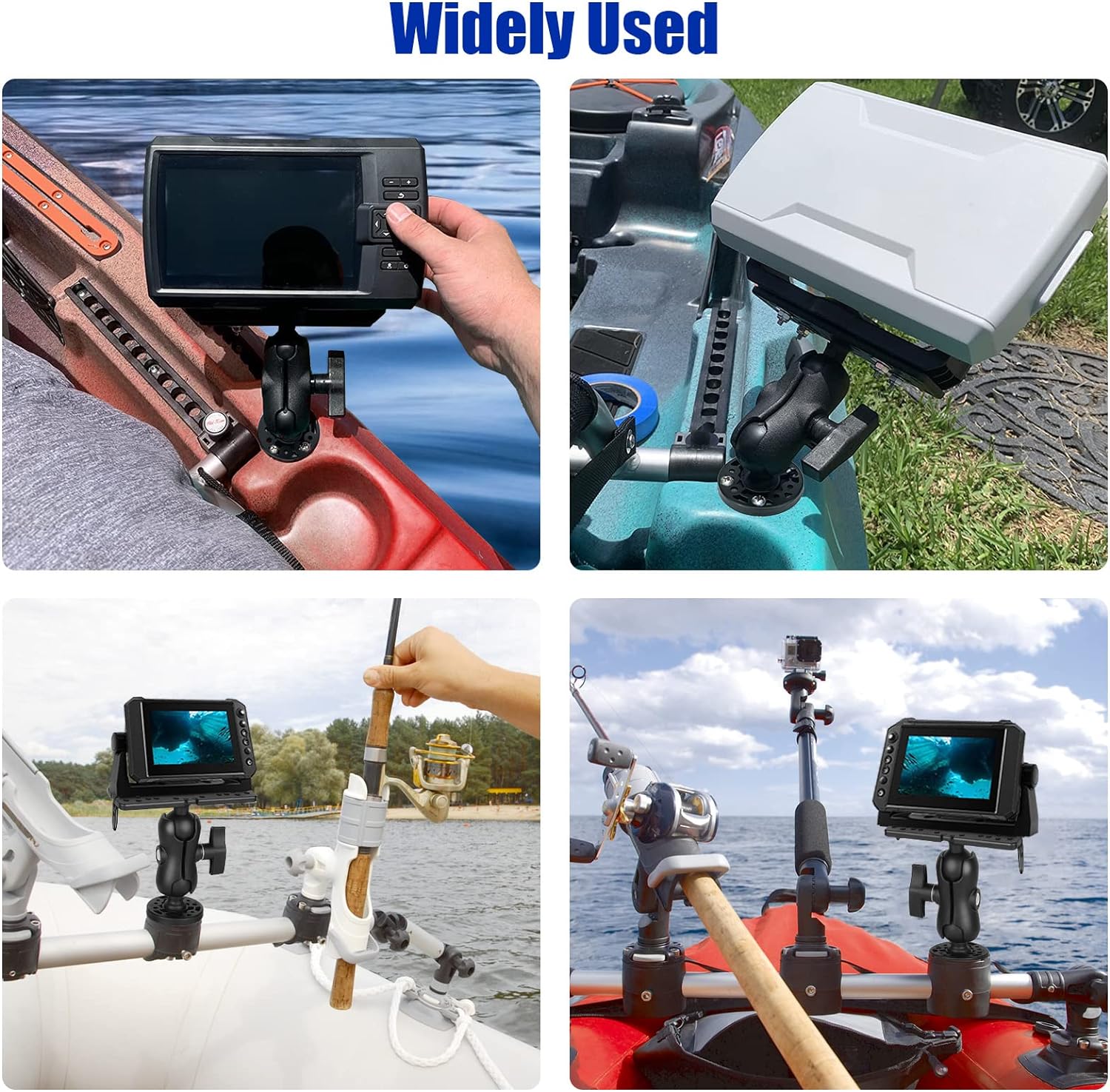 Fish Finder Mount Base, Marine Electronic Fish Finder Mount, Ball-Mount Fish Finder Bracket, 360° Rotation Fish Finder Holder, Universal Kayak Mounting Plate, Fish Finder Accessories For Boat Yacht