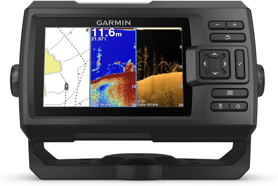 Garmin 010-01872-00 Striker 5Cv With Transducer, 5 Gps Fishfinder, Chirp Traditional And Clearvu Scanning Sonar Transducer, Built In Quickdraw Contours Mapping Software