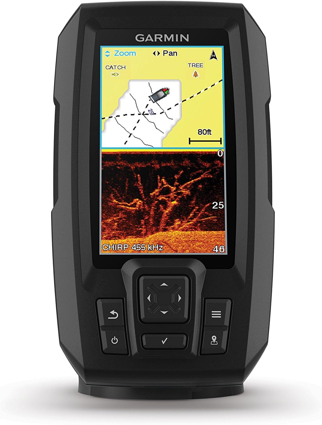 Garmin Striker 4Cv With Transducer, 4 Gps Fishfinder With Chirp Traditional And Clearvu Scanning Sonar Transducer And Built In Quickdraw Contours Mapping Software