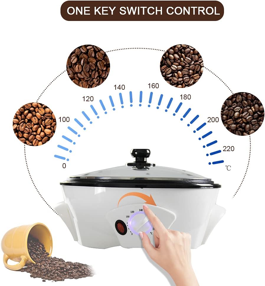Home Coffee Roaster, 1.8Lbs Large Capacity Portable Electric Coffee Bean Roaster Machine 800W Multifunctional Coffee Roasters For Home Use Non-Stick Pan, Heats Evenly (American Standard Plug)