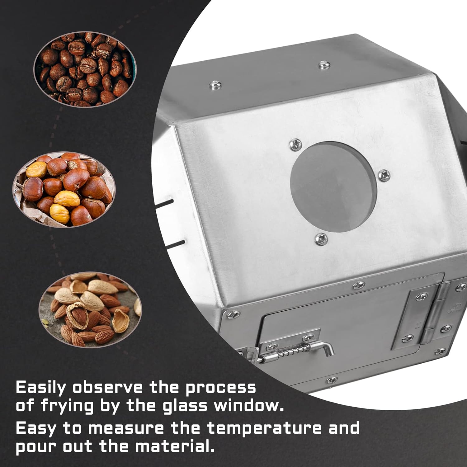 Iczw Electric Coffee Bean Roaster With Coffee Bean Cooler Gas Coffee Bean Baker Drum Type Stainless Steel For Home And Commercial Use 3.8L