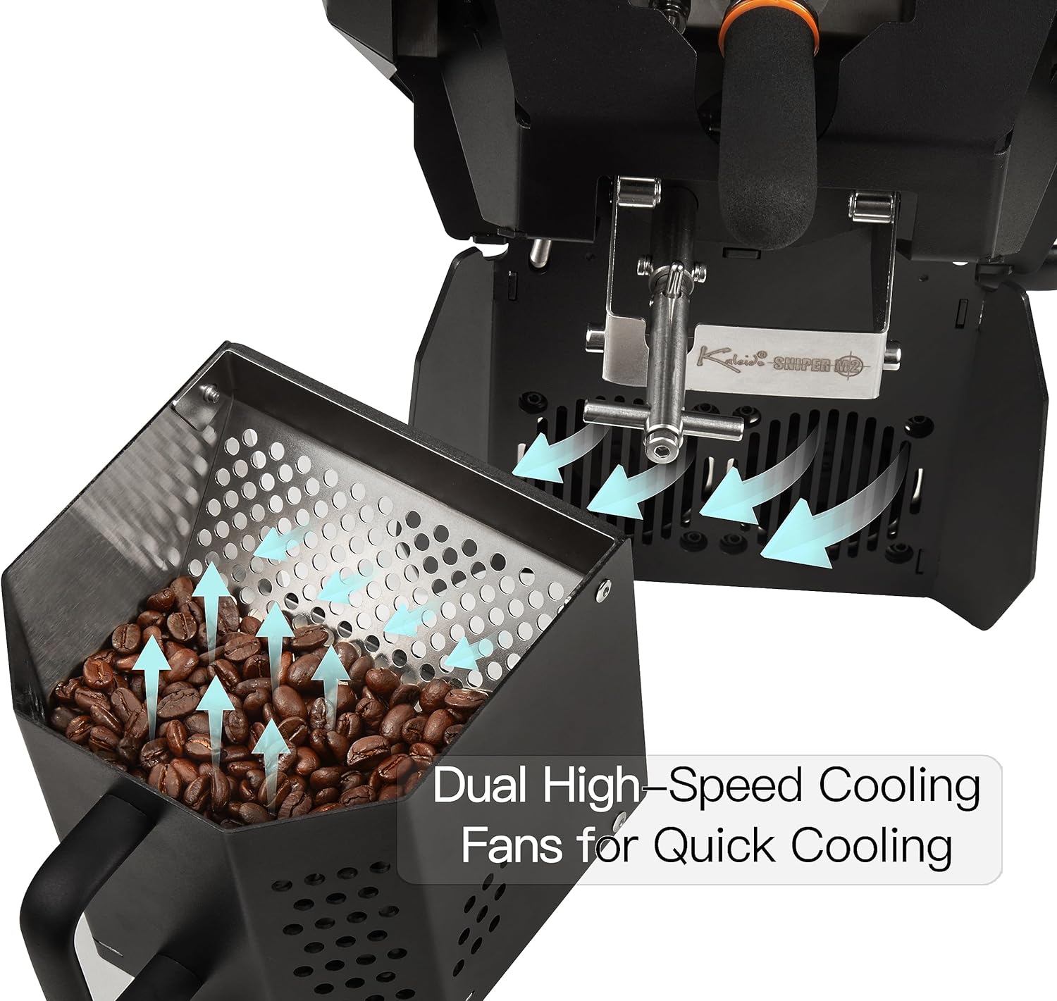 Kaleido Sniper Coffee Roaster, Commercial Coffee Electric Heating Bean Roasting With Discharge Smoke  Chaff Collector For Home Use (1200G S) Only Kaleido System