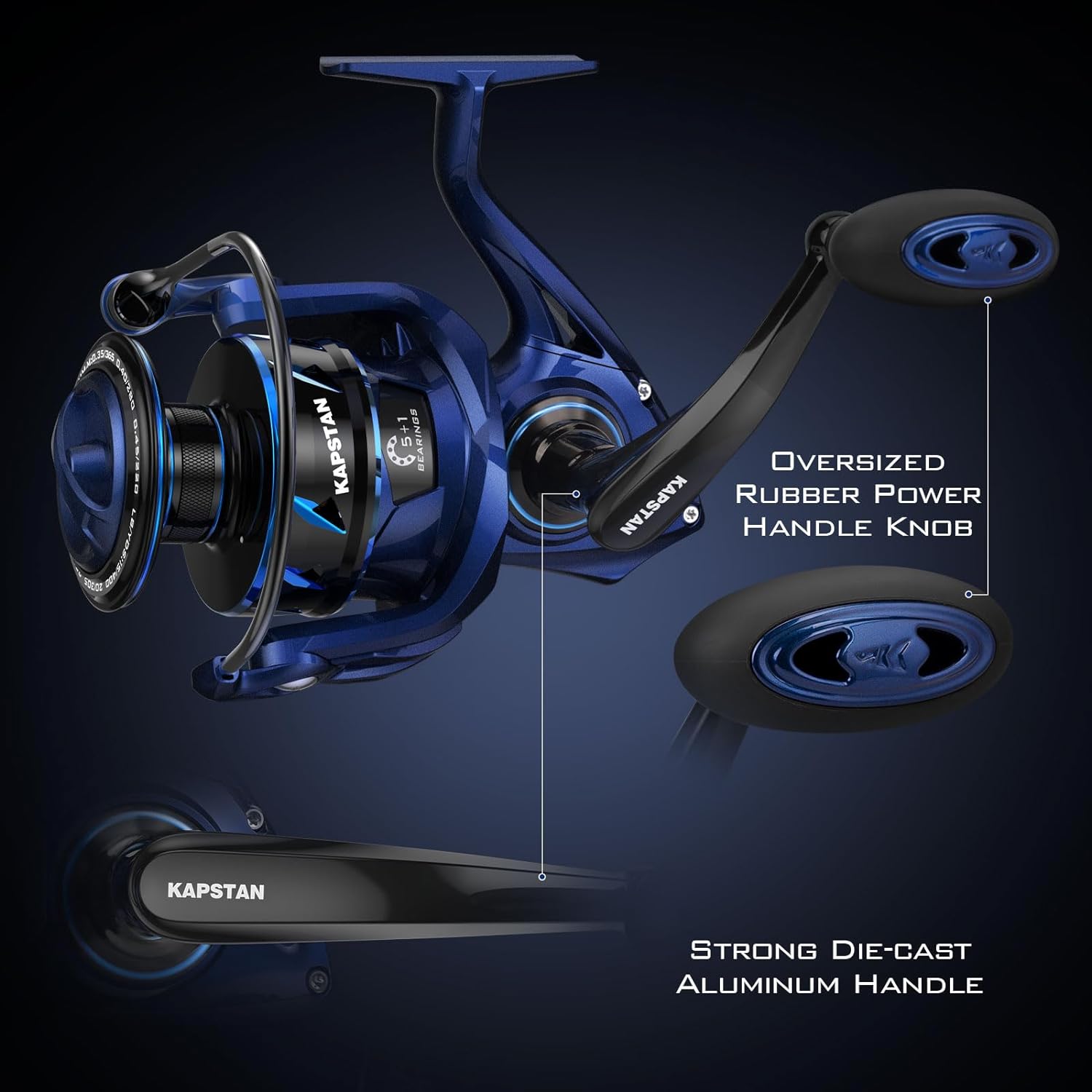 Kastking Kapstan Se Saltwater Spinning Reel - Ipx6 100% Waterproof – Up To 55Lbs Max Drag Big Game Fishing Reel - 6.2:1 High Speed - Cnc Aluminum Body, 5+1+1 Corrosion-Resistance Bearing System - Blue