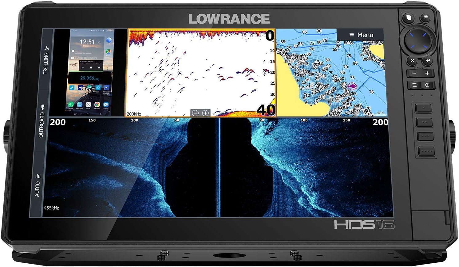 Lowrance Hds-Live Fish Finder, Multi-Touch Screen, Live Sonar Compatible, Preloaded C-Map Us Enhanced Mapping