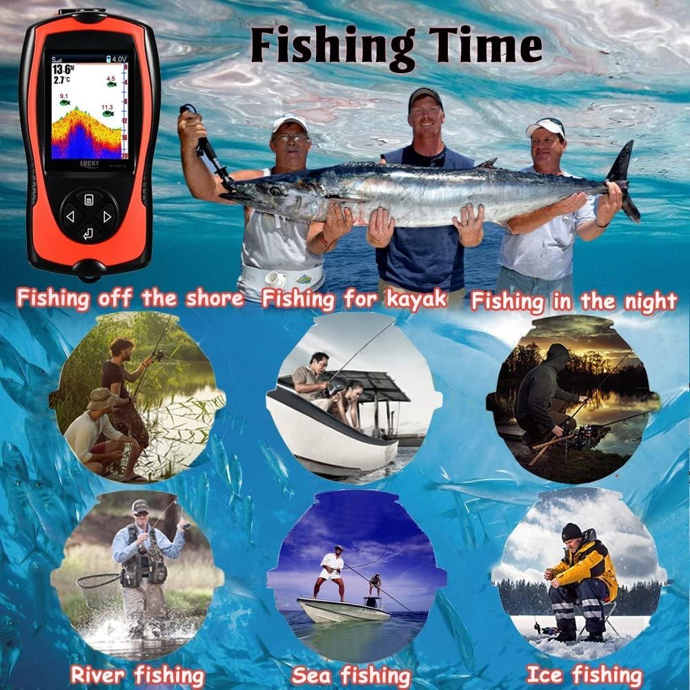 Lucky Portable Fish Finder Handheld Kayak Fish Finders Wired Fish Depth Finder Sonar Sensor Transducer For Boat Fishing Sea Fishing