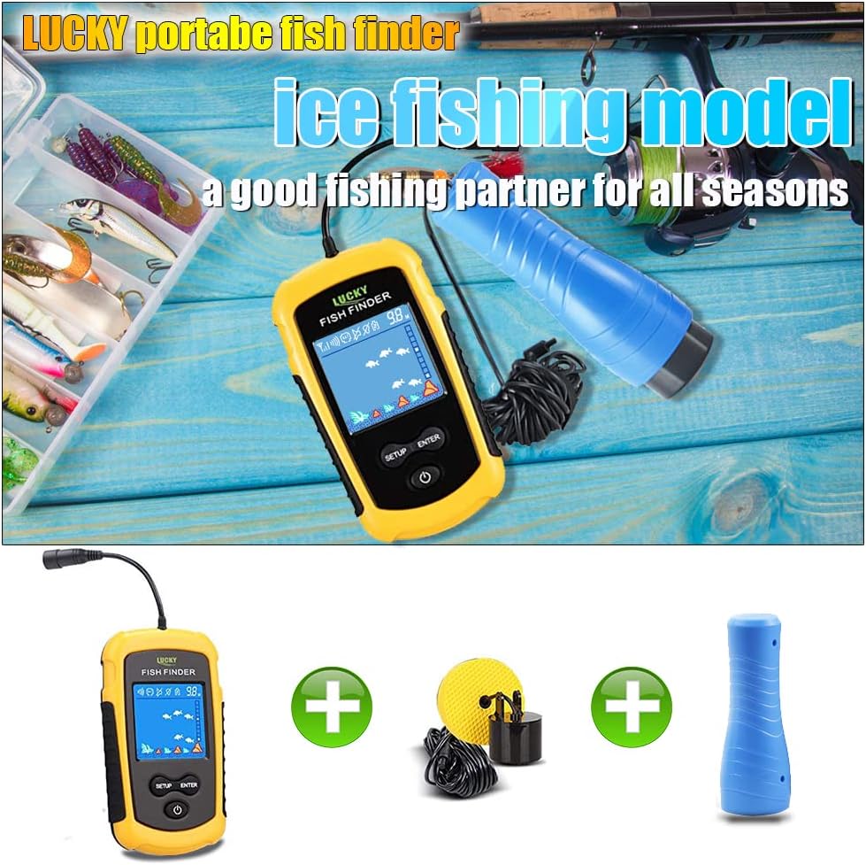 Lucky Small Portable Fish Finder Kayak Sonar Handheld Fish Finders Ice Fishing Castable Depth Finder Boat Fisherman Gifts