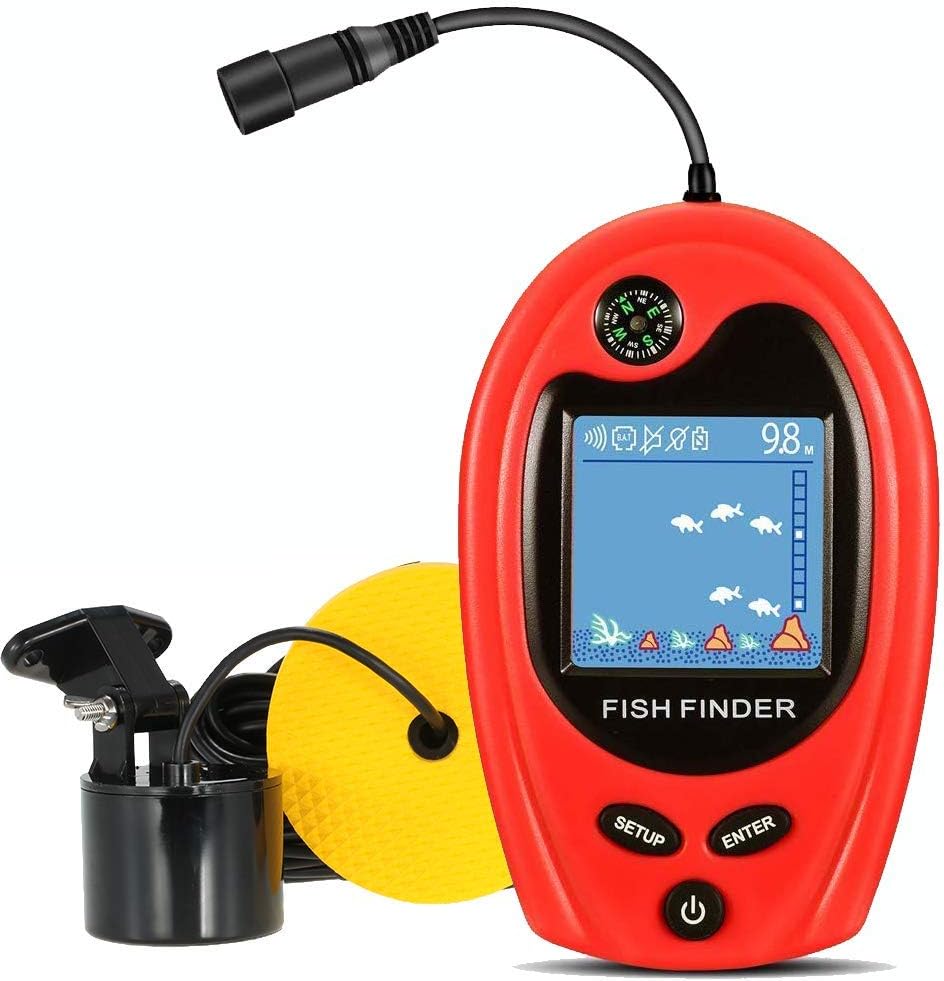 Lucky Sonar Portable Fish Finder Transducer Wired Water Depth Finders Boat Kayak Transducer Fish Finder Handheld Fishing Gifts For Men