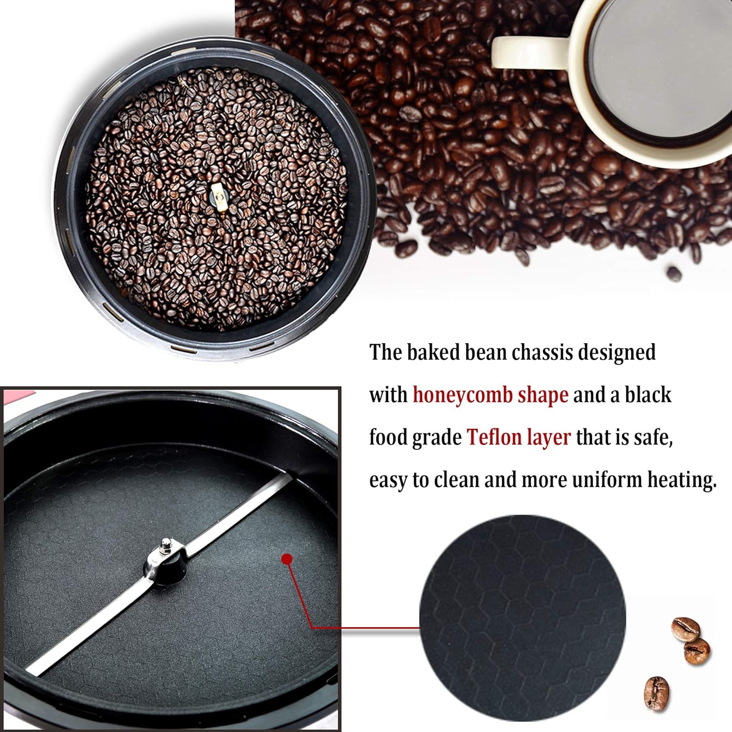 Lueur Electric Coffee Roaster Machine Coffee Bean Baker Roaster Household Coffee Bean Roasting Machine For Home Use 110V