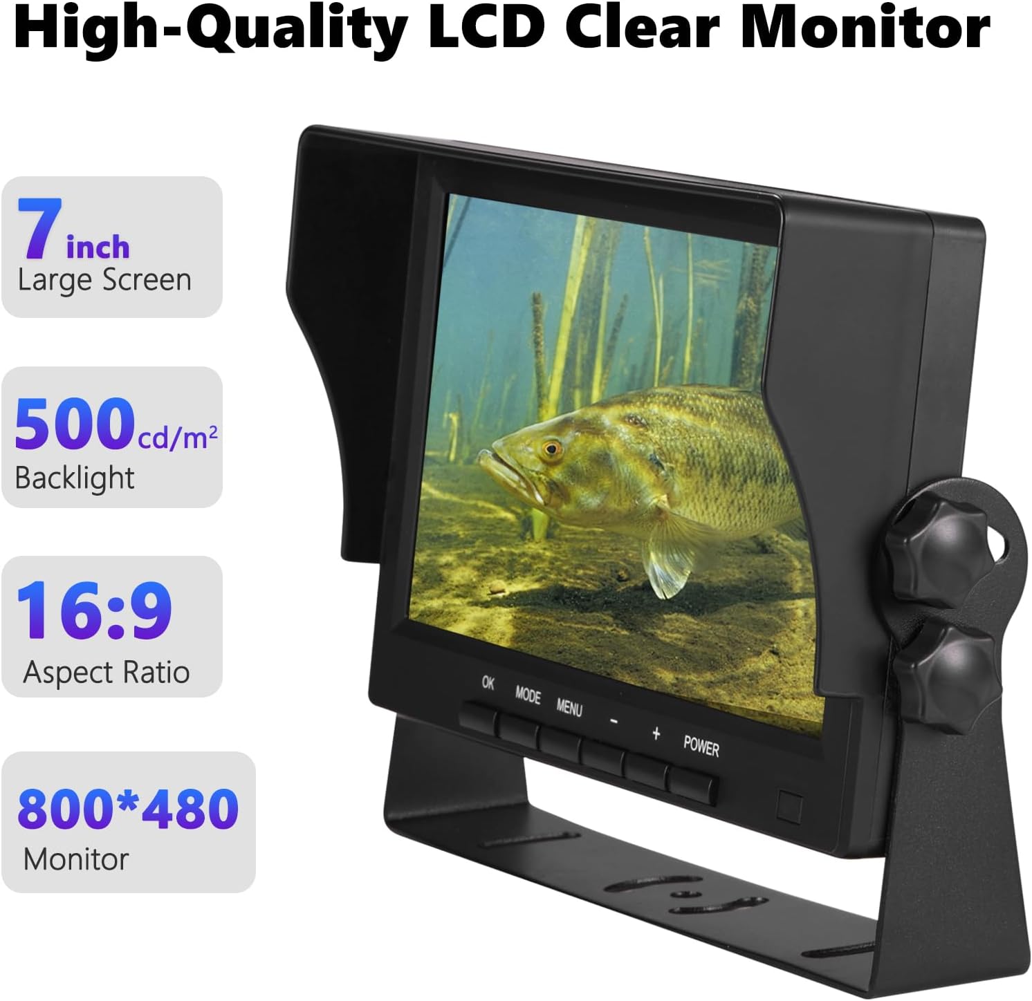 Moqcqgr 2023 Upgrade Underwater Fishing Camera W/Bracket - 7 Inch Ice Fishing Camera Underwater W/ 12Pcs+12Pcs Filling Light, 1200Tvl Portable Ice Fishing Fish Finder For Lake Boat Kayak Ice Fishing