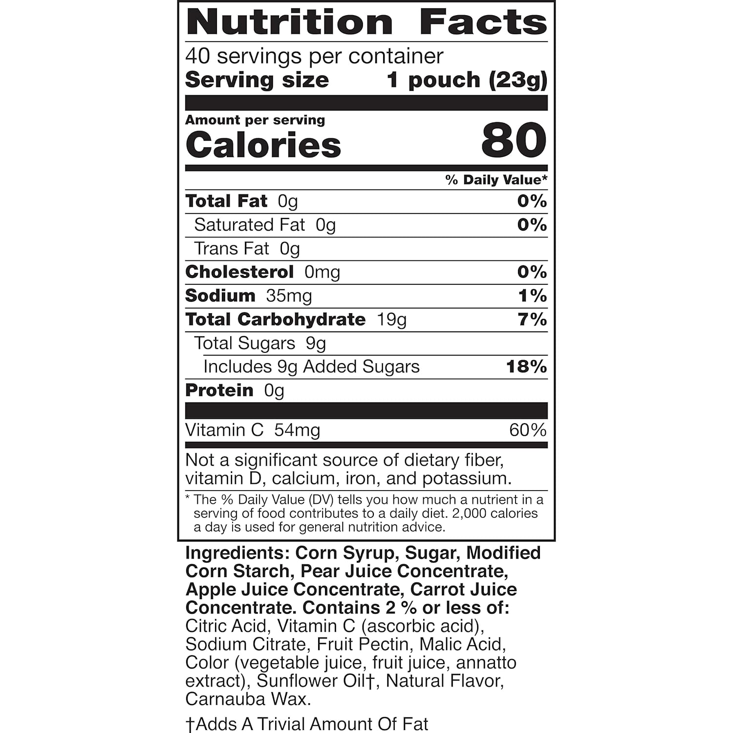 Motts Fruit Flavored Snacks, Assorted Fruit, Pouches, 0.8 Oz, 40 Ct