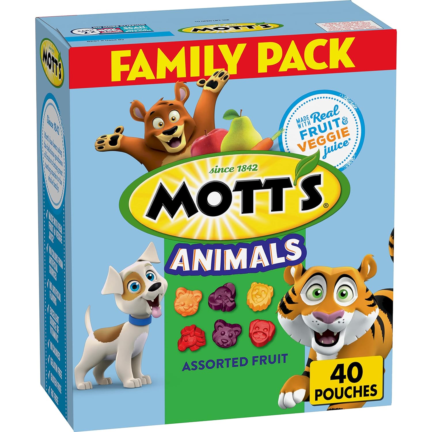 Motts Fruit Flavored Snacks, Assorted Fruit, Pouches, 0.8 Oz, 40 Ct