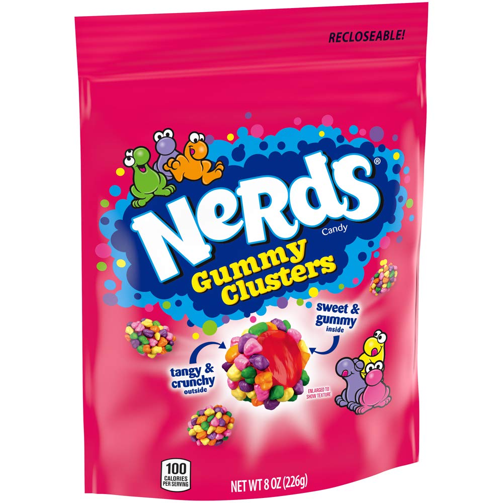 Nerds Gummy Clusters Candy, Rainbow, Game Day Candy, Football Watch Party Essentials, Resealable 8 Ounce Bag