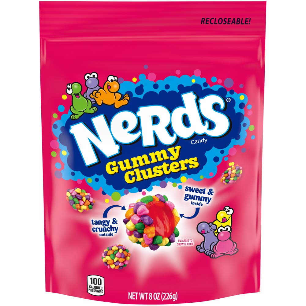 Nerds Gummy Clusters Candy, Rainbow, Game Day Candy, Football Watch Party Essentials, Resealable 8 Ounce Bag