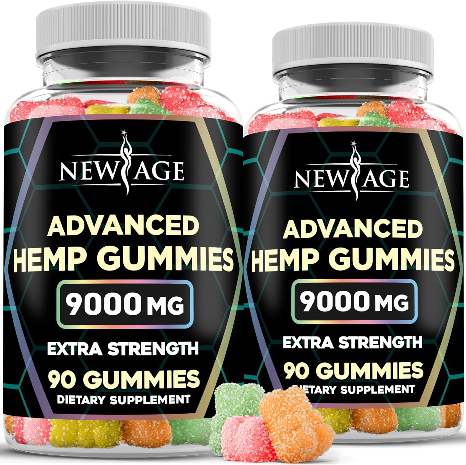 New Age Naturals Advanced Hemp Gummies - Natural Hemp Oil Infused Gummies (9000 (Pack Of 2))