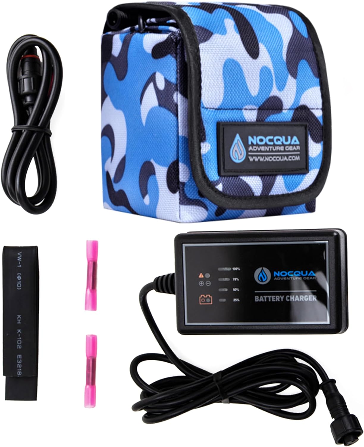 Nocqua Pro Power Water-Resistant Battery And Charger Kit - Compatible With Gps, Depth And Fish Finders, And Most 12V Electronics